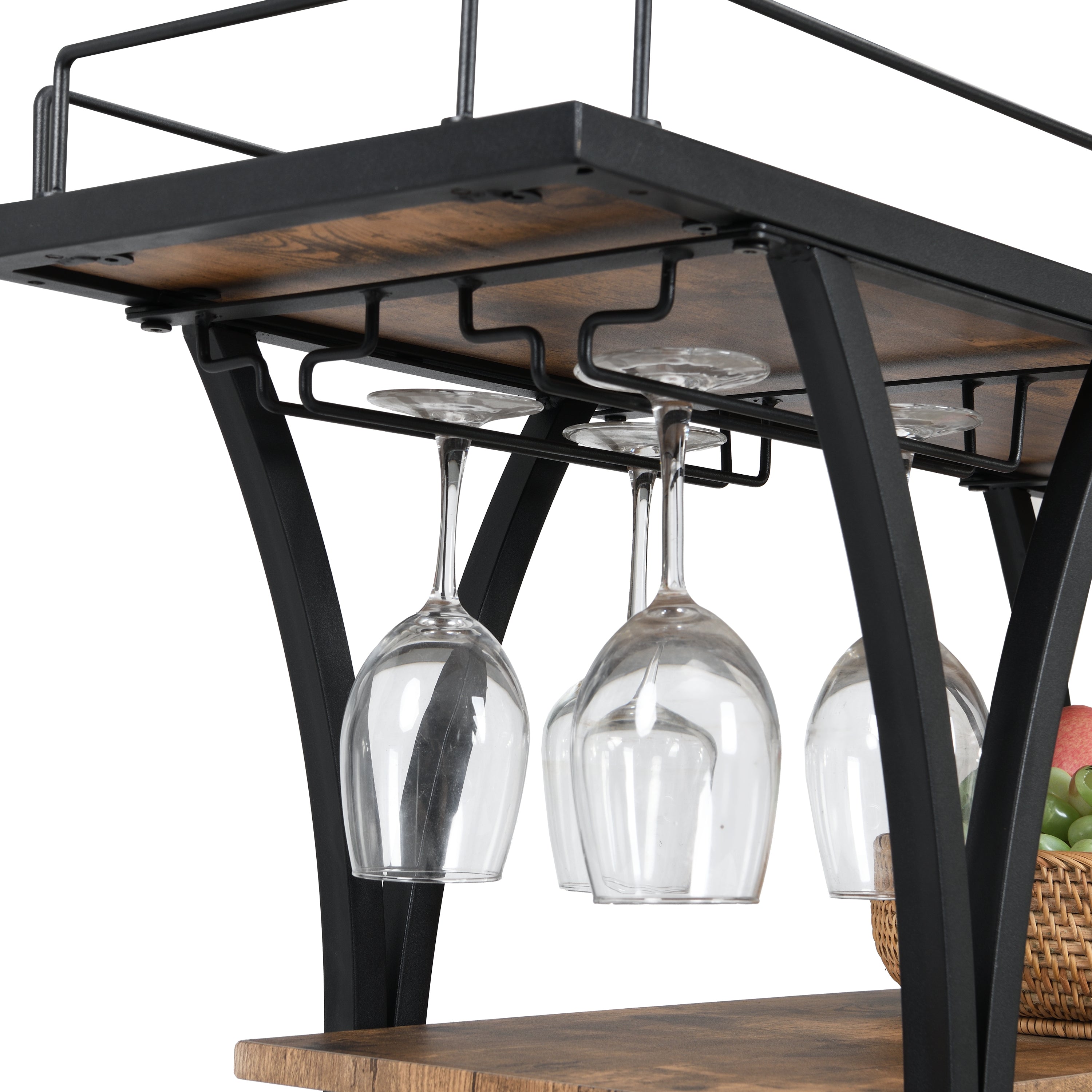 Industrial Bar Cart Kitchen Bar&Serving Cart for Home with Wheels 3 -Tier Storage Shelves