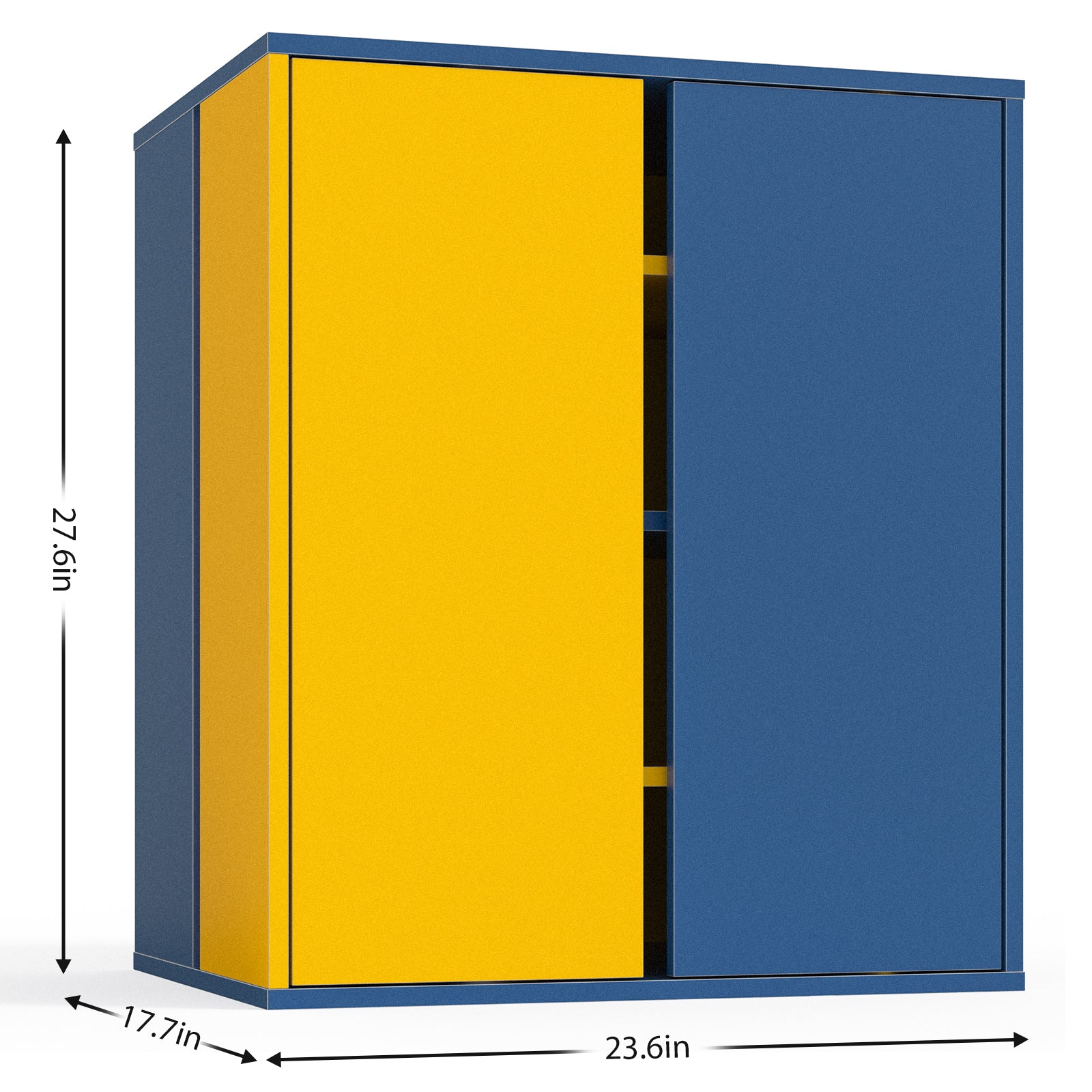 Storage Cabinet Modern Coffee Bar Cabinet Large Capacity Storage Cabinet with 3 Adjustable Shelves for Living Room, Yellow & Blue