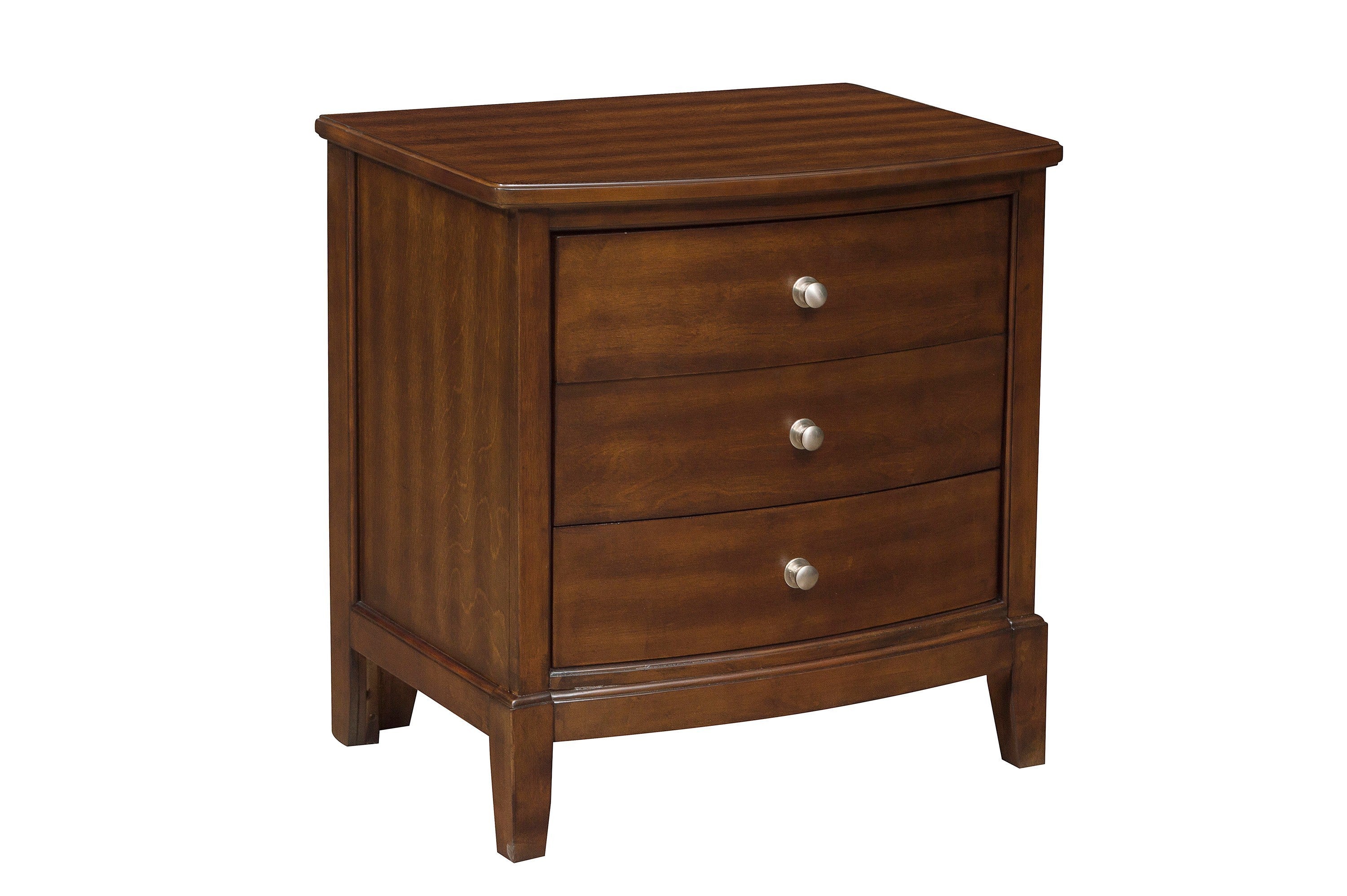 Dark Cherry Finish 1pc Nightstand of 3x Drawers Satin Nickel Tone Knobs Transitional Style Bedroom Furniture