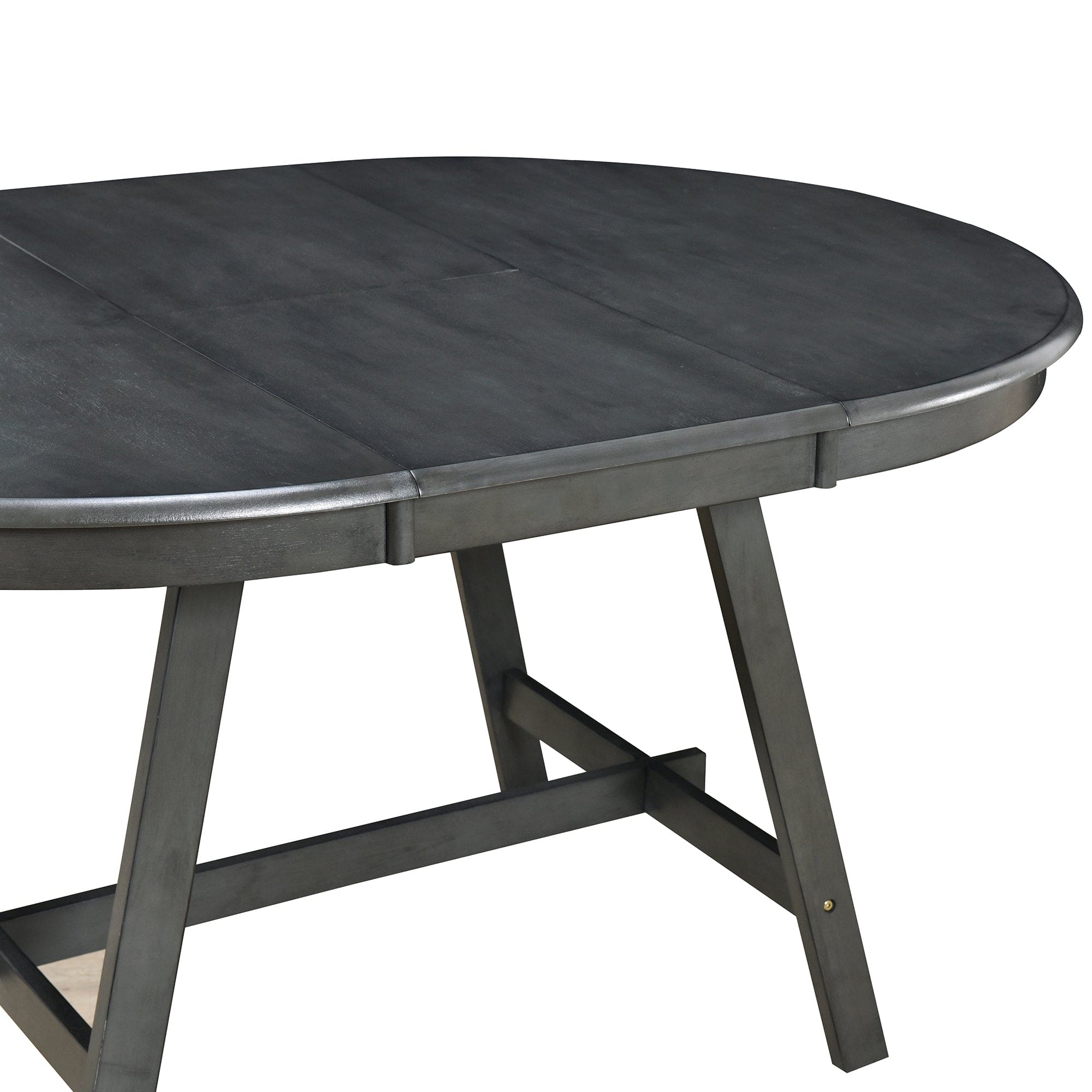 TREXM Wood Dining Table Round Extendable Dining Table for Dining Room (Gray)