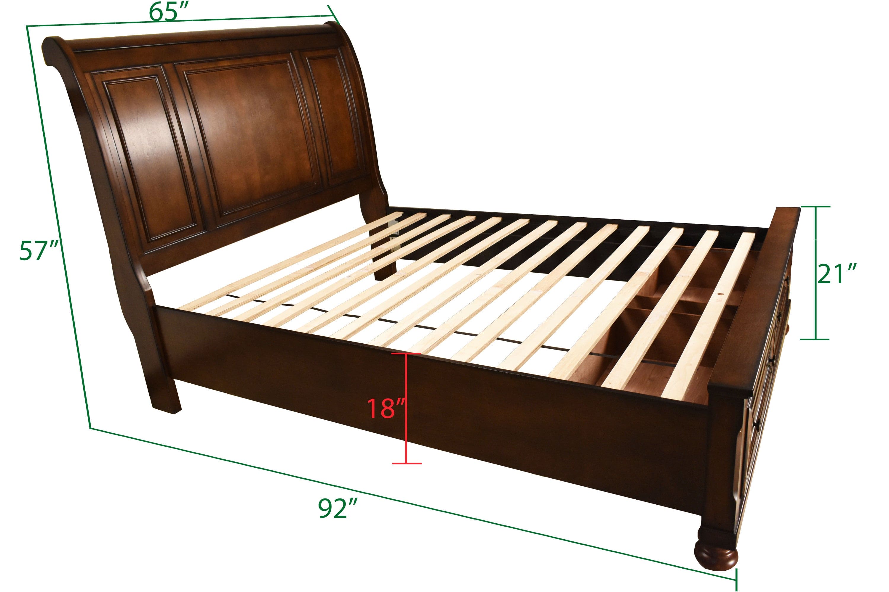 Baltimore Queen Storage Platform Bed Made with Wood in Dark Walnut