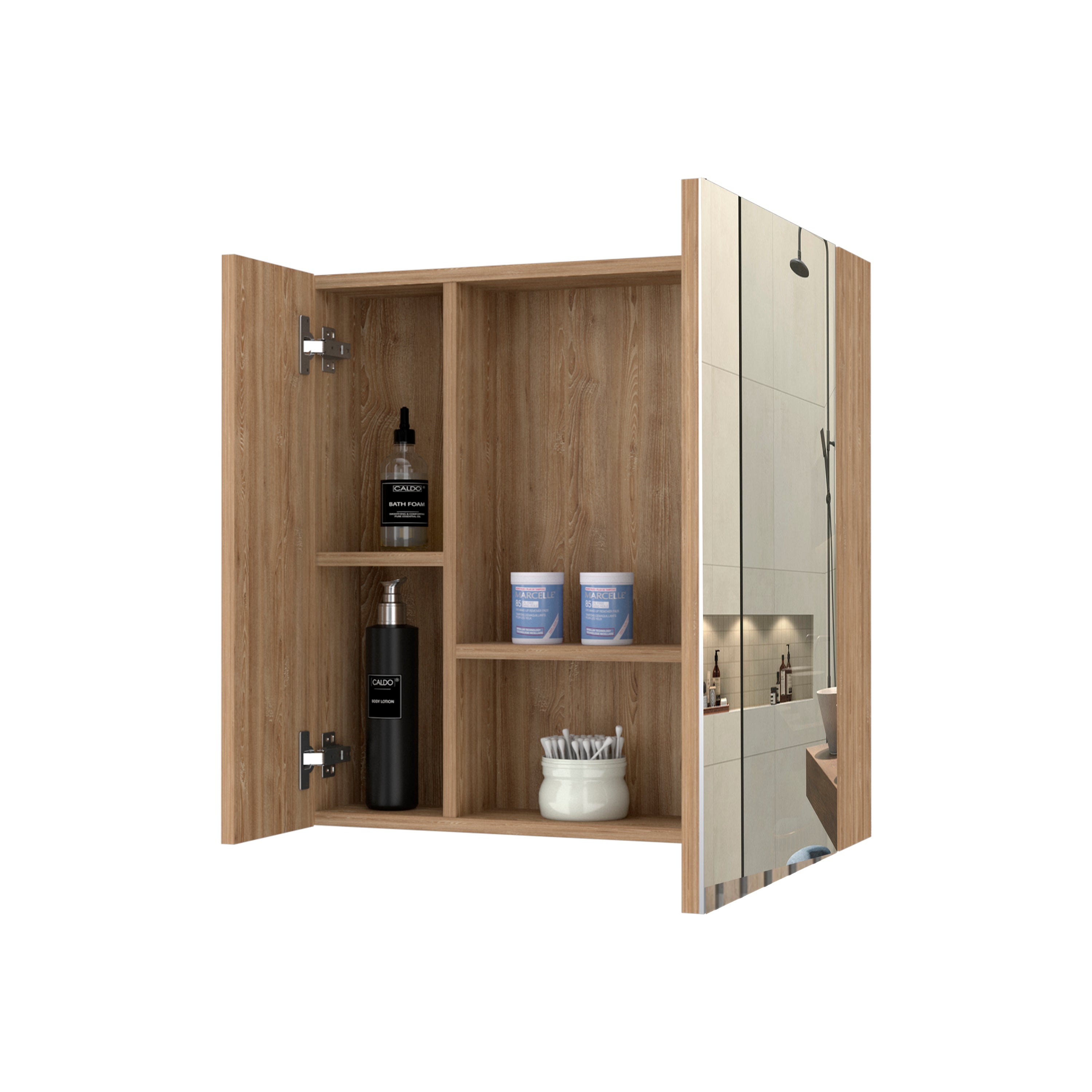 Medicine Cabinet Prague, Four Internal Shelves, Single Door, Pine Finish