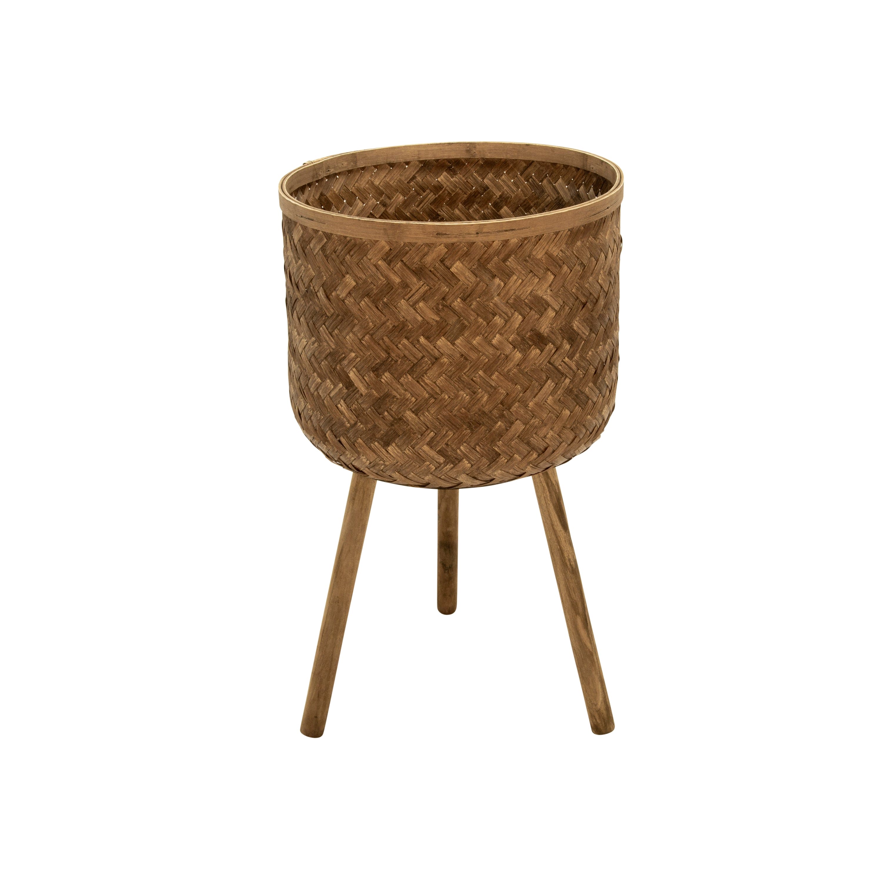 S/3 BAMBOO PLANTERS 11/13/15" BROWN