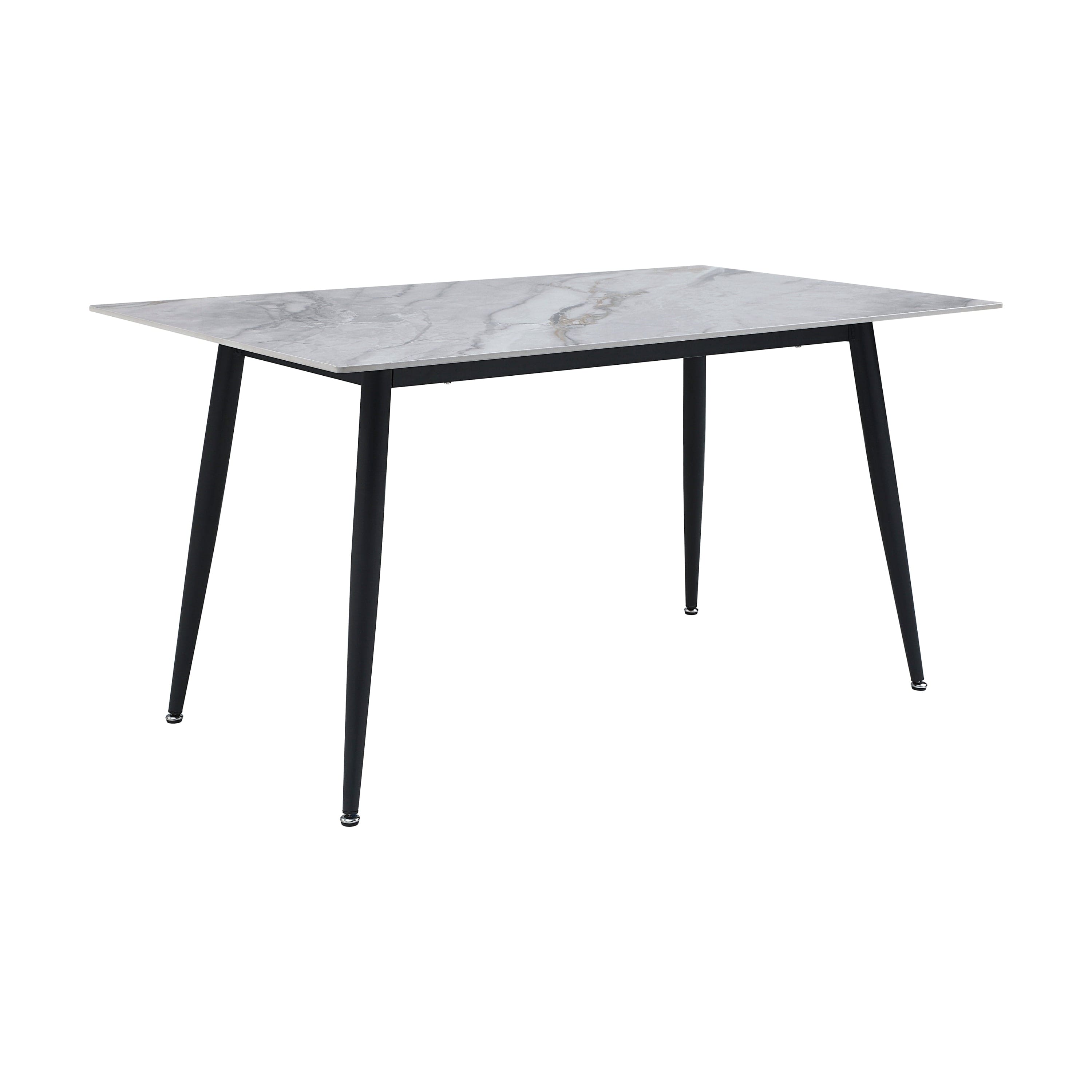 Stylish Sintered Stone Top Dining Table 1pc Black Metal Legs Modern Dining Furniture Contemporary Look