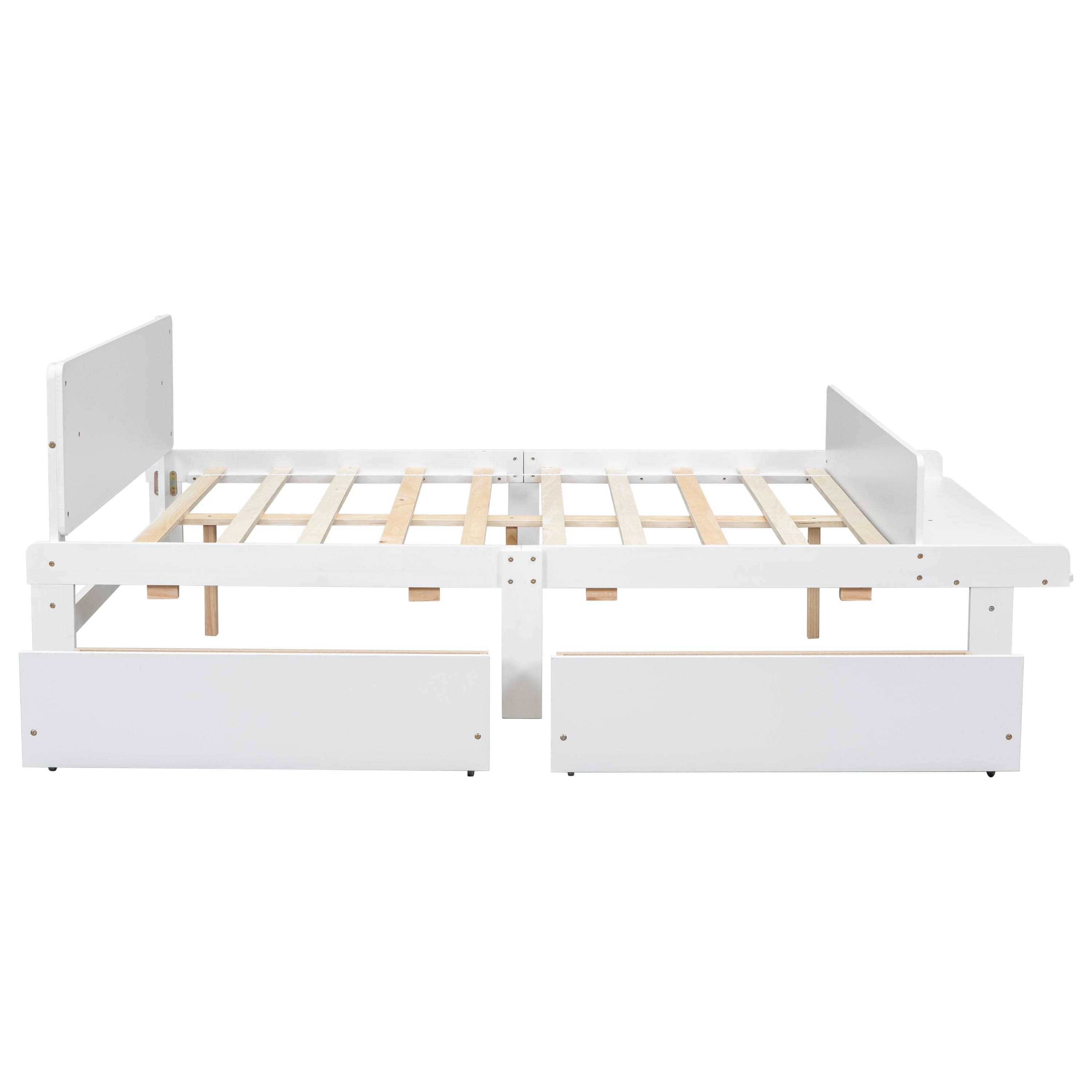 Full Bed with Footboard Bench,2 drawers,White