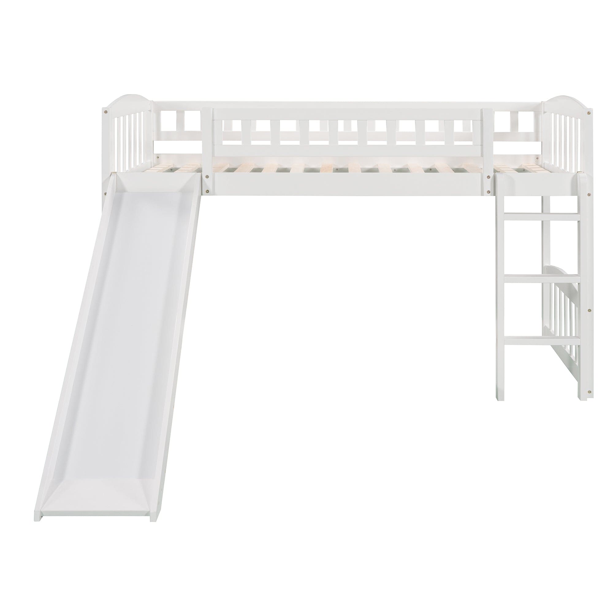 Twin size Loft Bed with Slide and Ladder, White(OLD SKU: LP000504AAK)