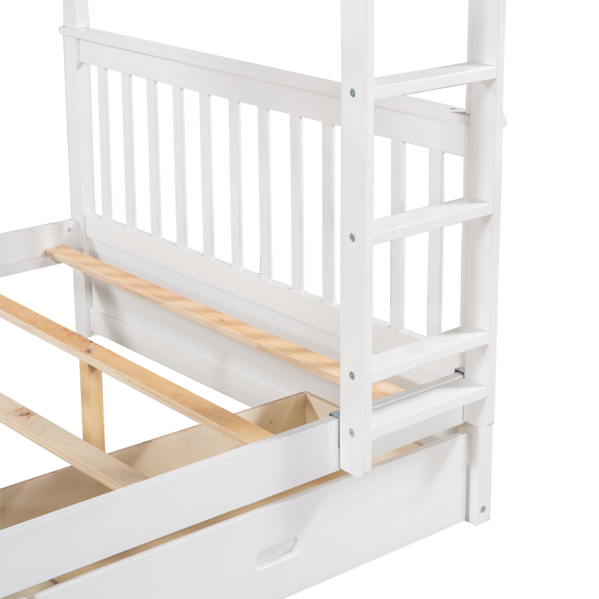 Full-Over-Full Bunk Bed with Ladders and Two Storage Drawers (White)(OLD SKU:LT000365AAK)