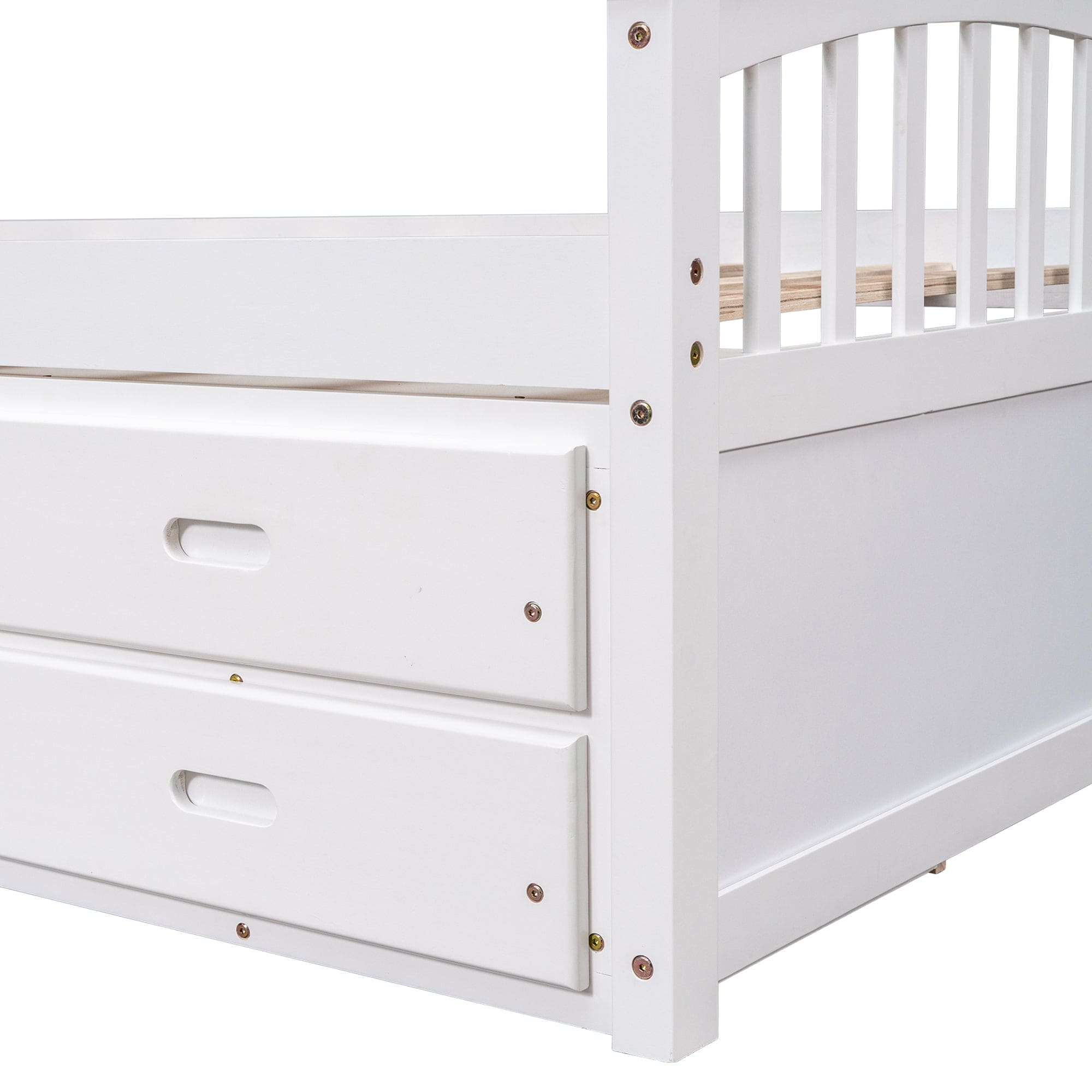 Twin Size Platform Storage Bed Solid Wood Bed with 6 Drawers,White