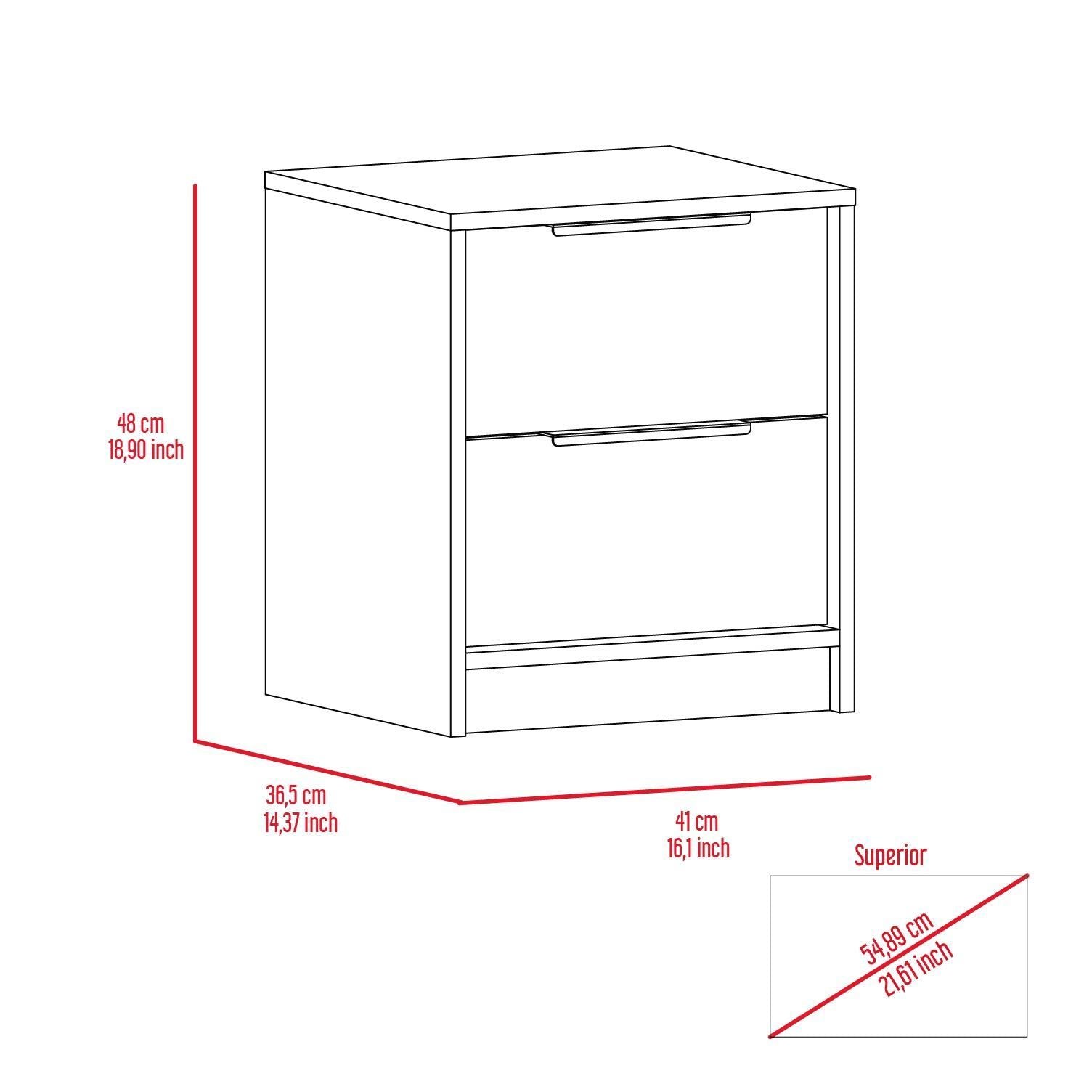 Cannon 2-Drawer Nightstand Light Grey