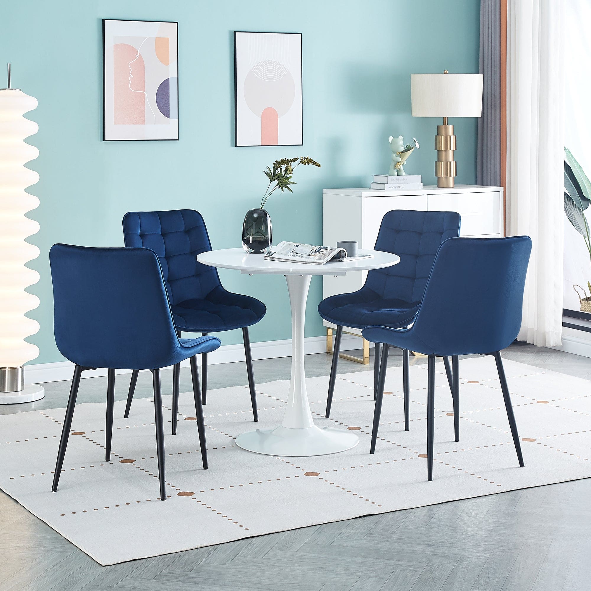 Dining Chair 2PCS（BLUE），Modern style，New technology，Suitable for restaurants, cafes, taverns, offices, living rooms, reception rooms.Simple structure, easy installation.