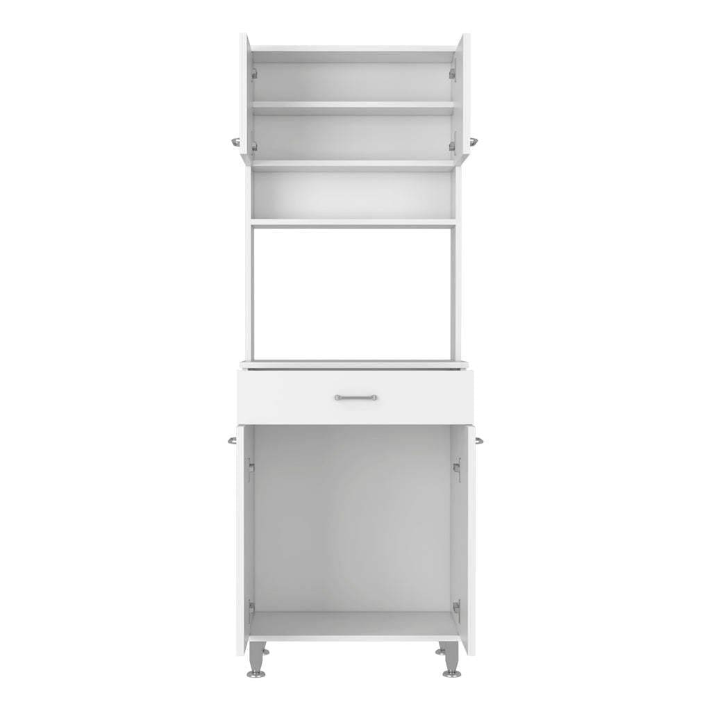 DEPOT E-SHOP Helis 60 Pantry Double Door Cabinet, One Drawer, Four Legs, Three Shelves , White