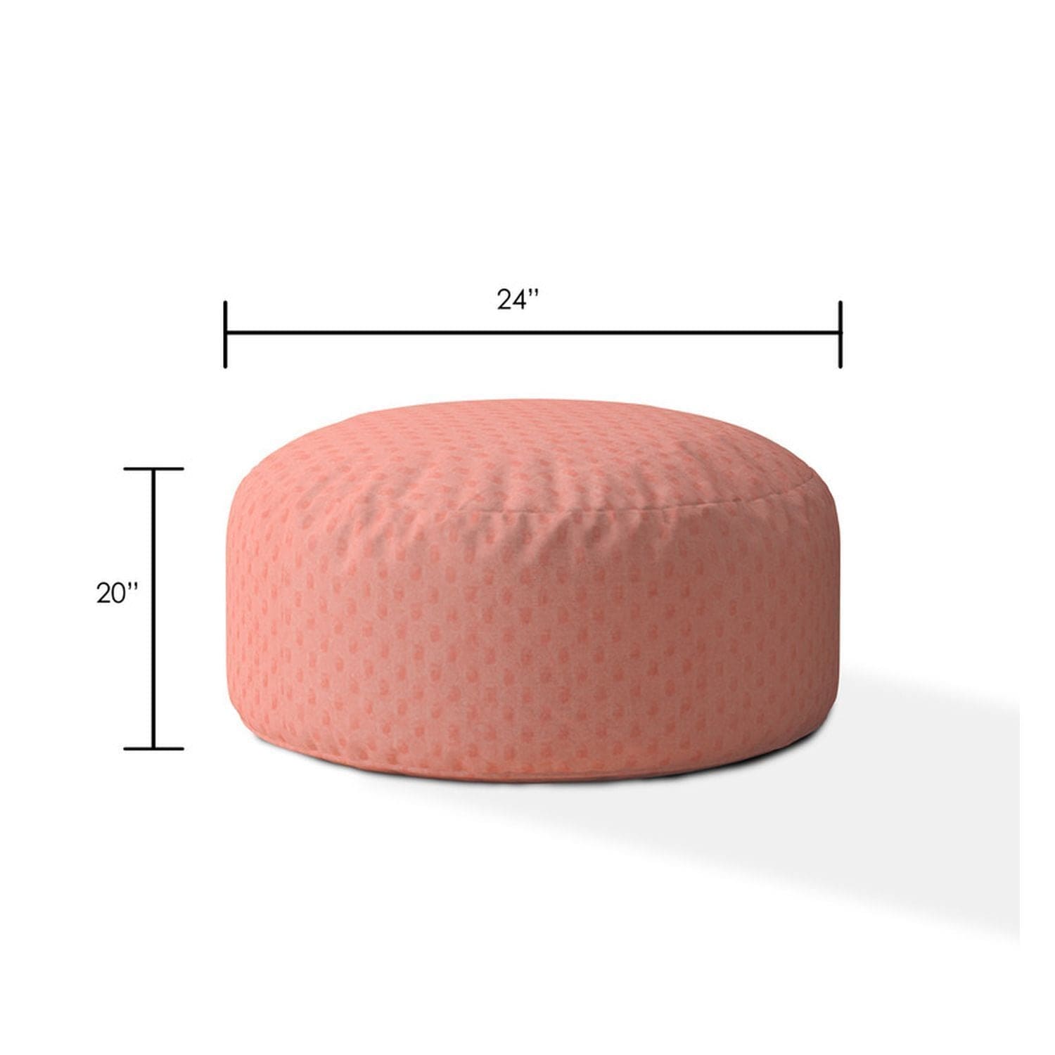 Indoor MINKY DIMPLE DOT Plush Baby Pink Round Zipper Pouf - Cover Only - 24in dia x 20in tall