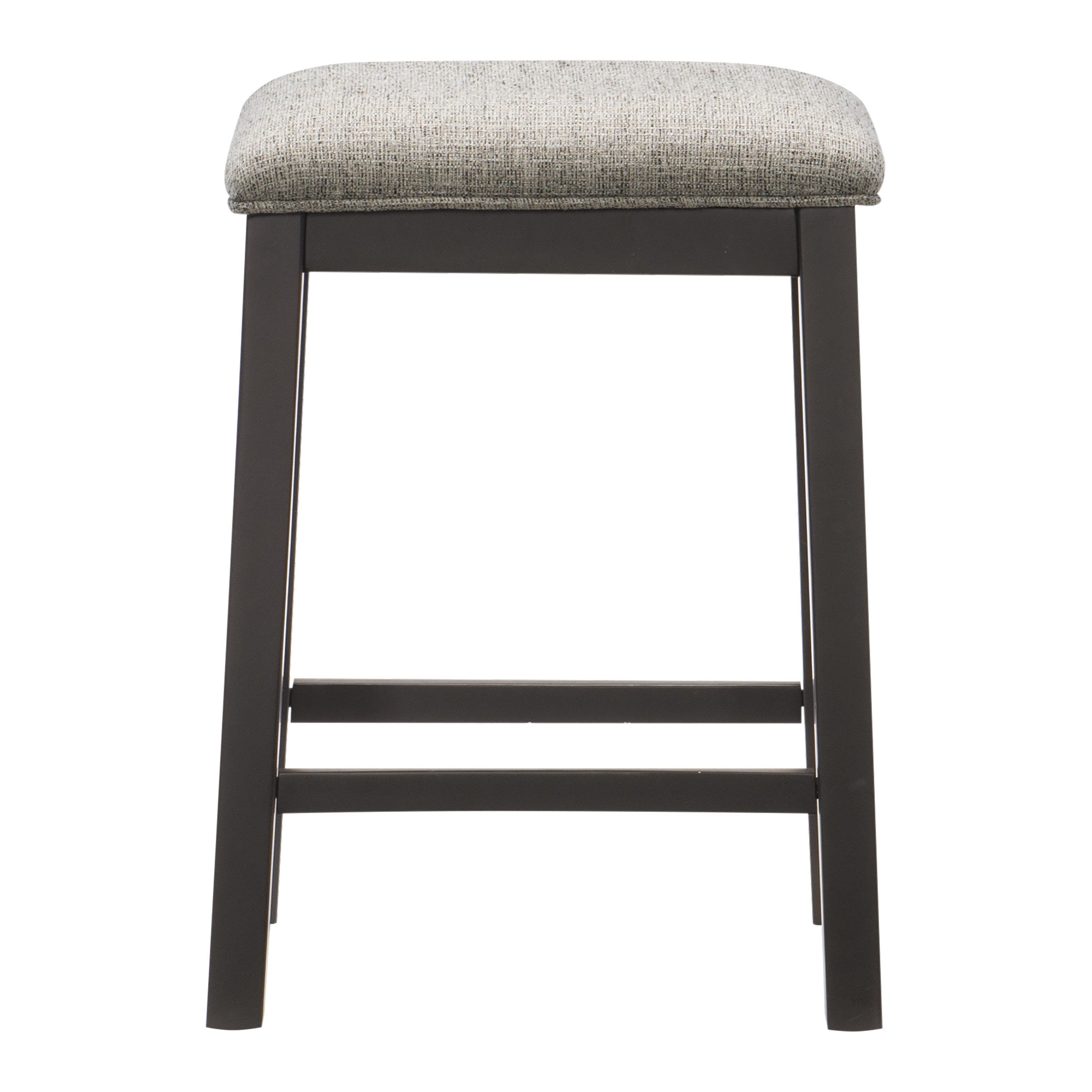 Modern Aesthetic Set of 2 Counter Height Stool Gunmetal-Gray Finish Wood Fabric Covered Padded Seat