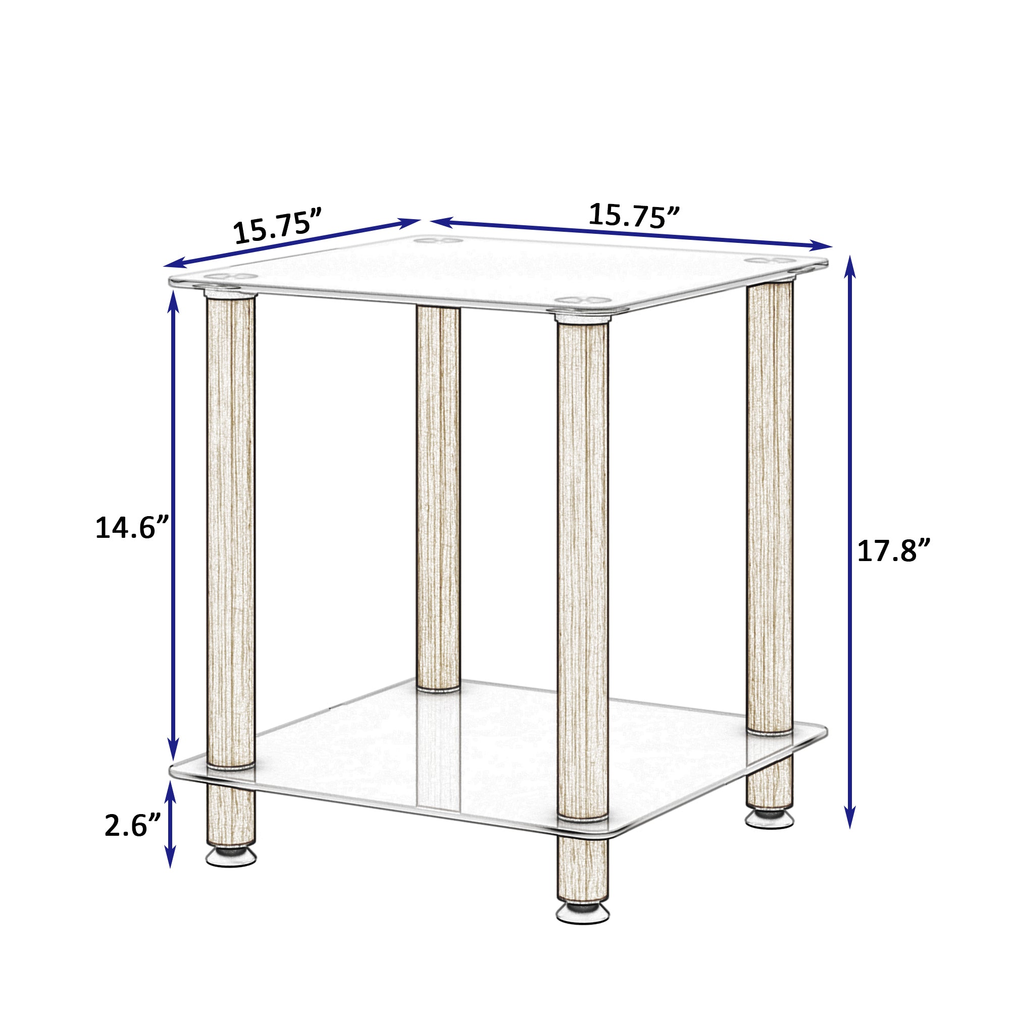 1-Piece White+Oak Side Table , 2-Tier Space End Table ,Modern Night Stand, Sofa table, Side Table with Storage Shelve