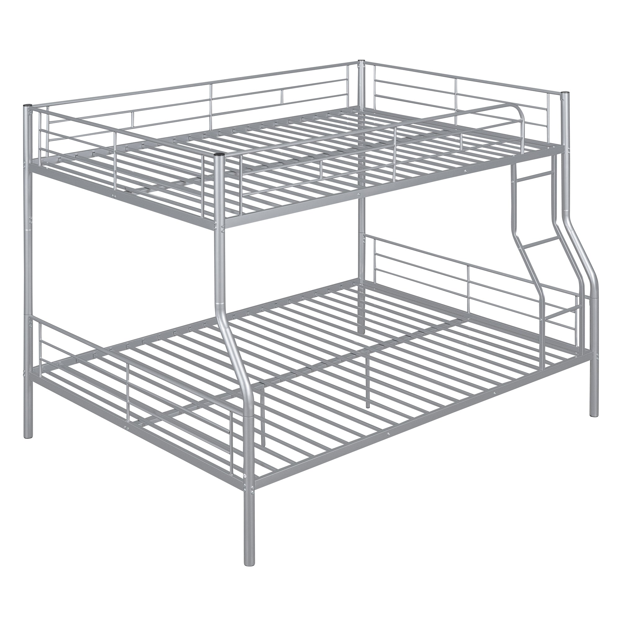 Full XL Over Queen Metal Bunk Bed, Sliver