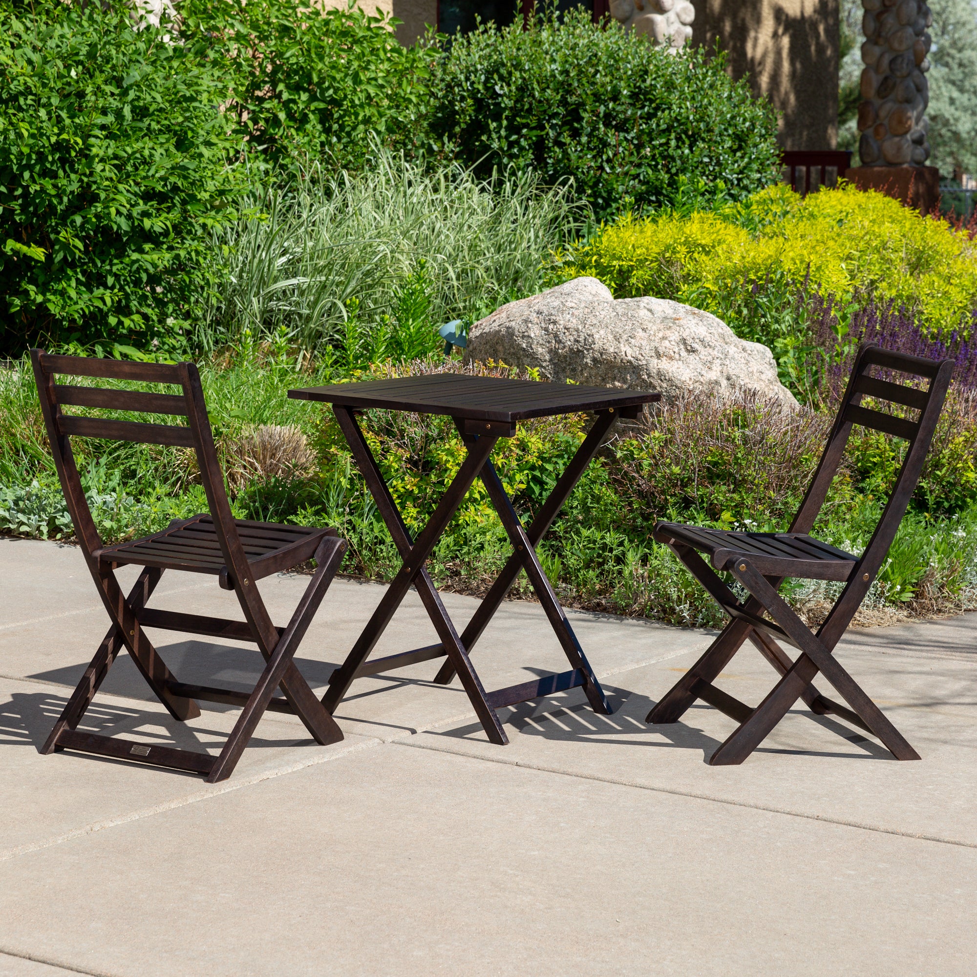 3-Piece Eucalyptus Bistro Set, Square, Espresso