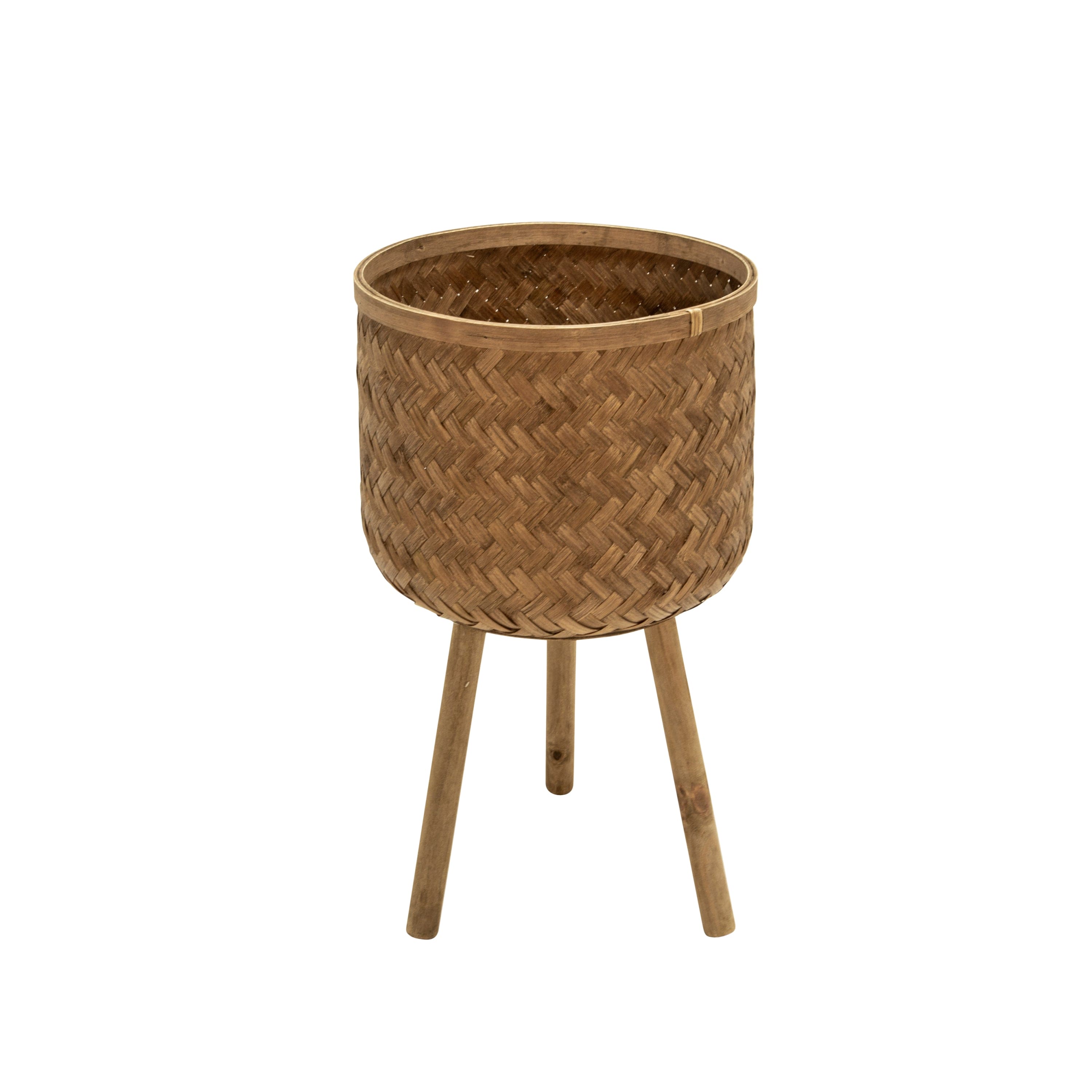 S/3 BAMBOO PLANTERS 11/13/15" BROWN