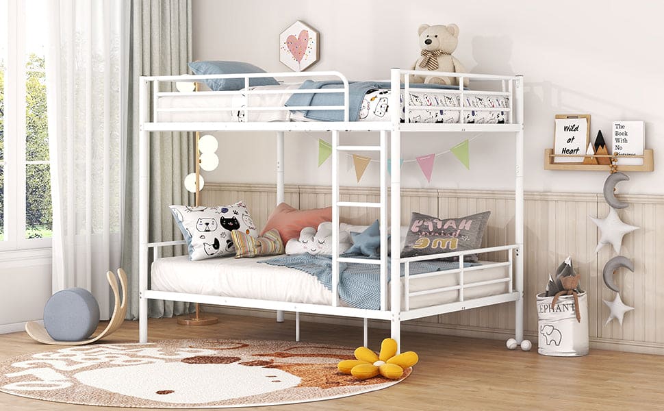 Full Over Full Metal Bunk Bed, White