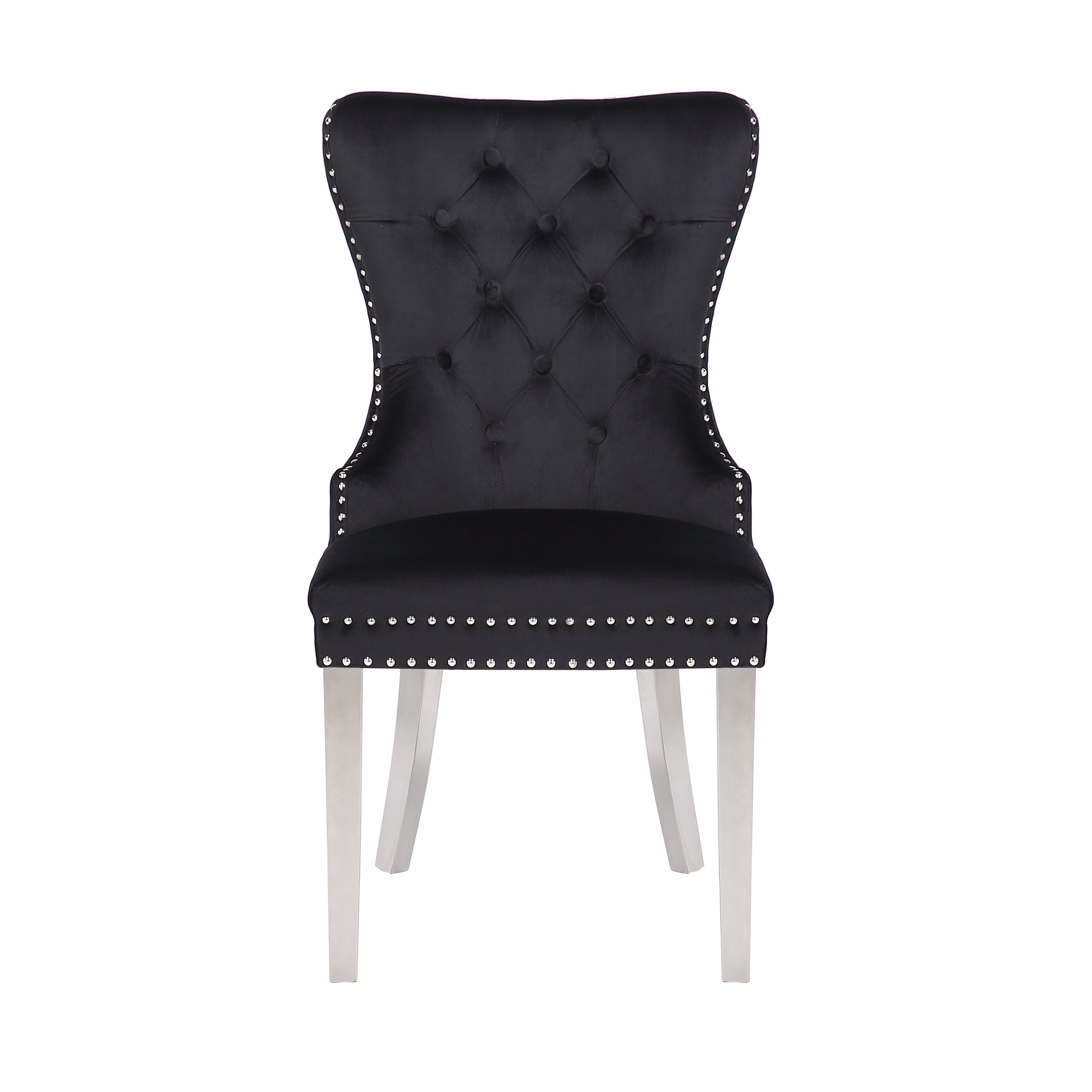 Simba Stainless Steel 2 Piece Chair Finish with Velvet Fabric in Black