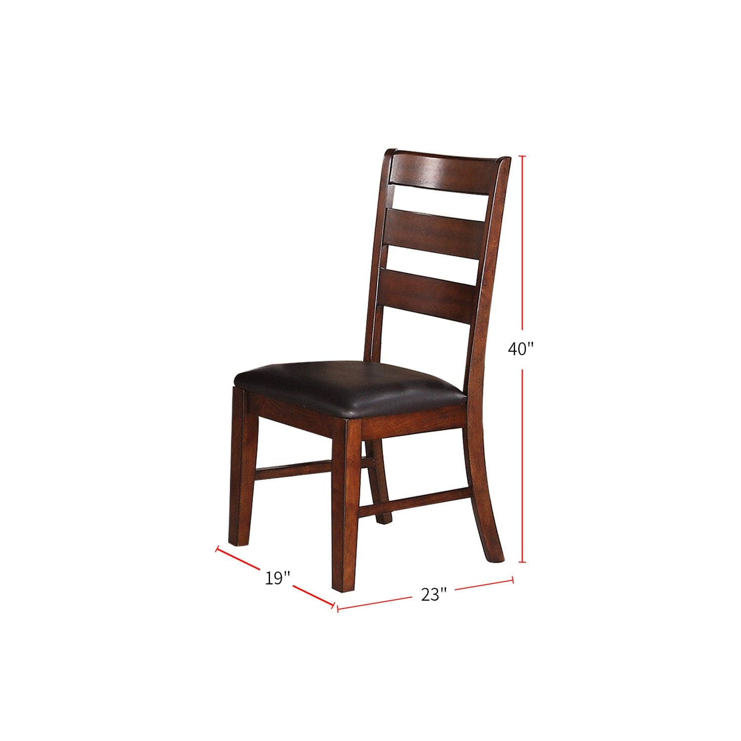 Sara Ladder Back Dining Side Chairs in Brown, Set of 2