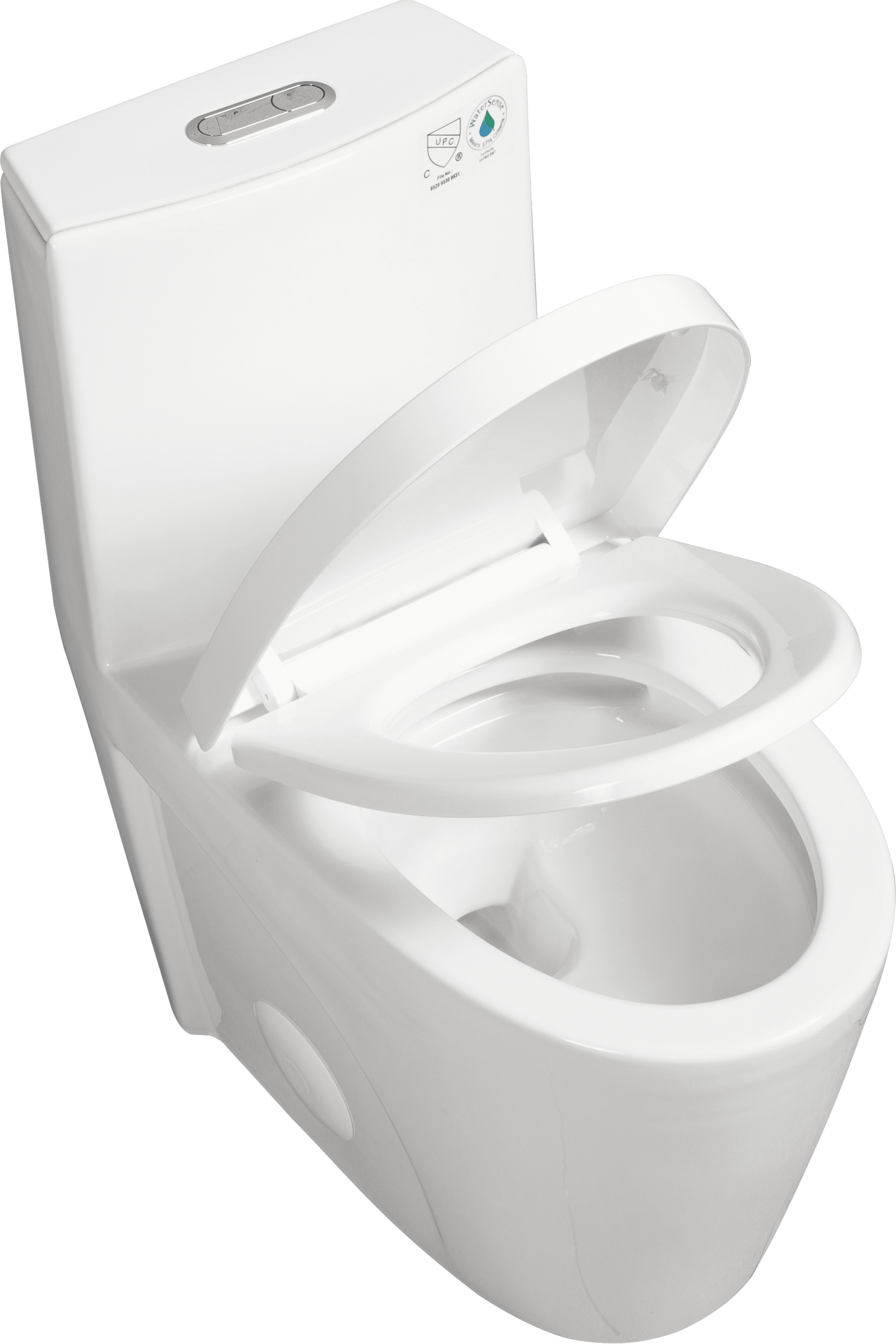 1.1/1.6 GPF Dual Flush 1-Piece Elongated Toilet with Soft-Close Seat - Gloss White,  Water-Saving, Modern, Stylish Design 23T01-GW