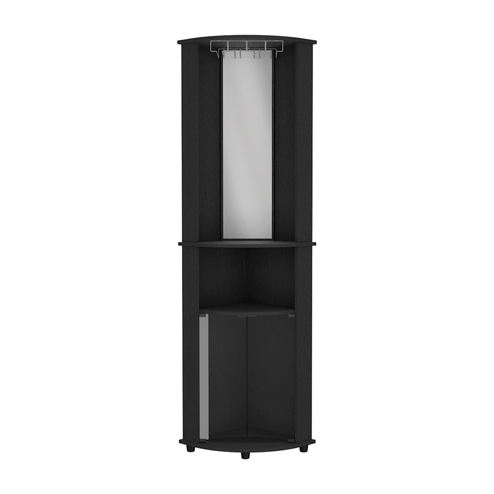 Corner Bar Cabinet Rialto, Three Shelves, Black Wengue Finish