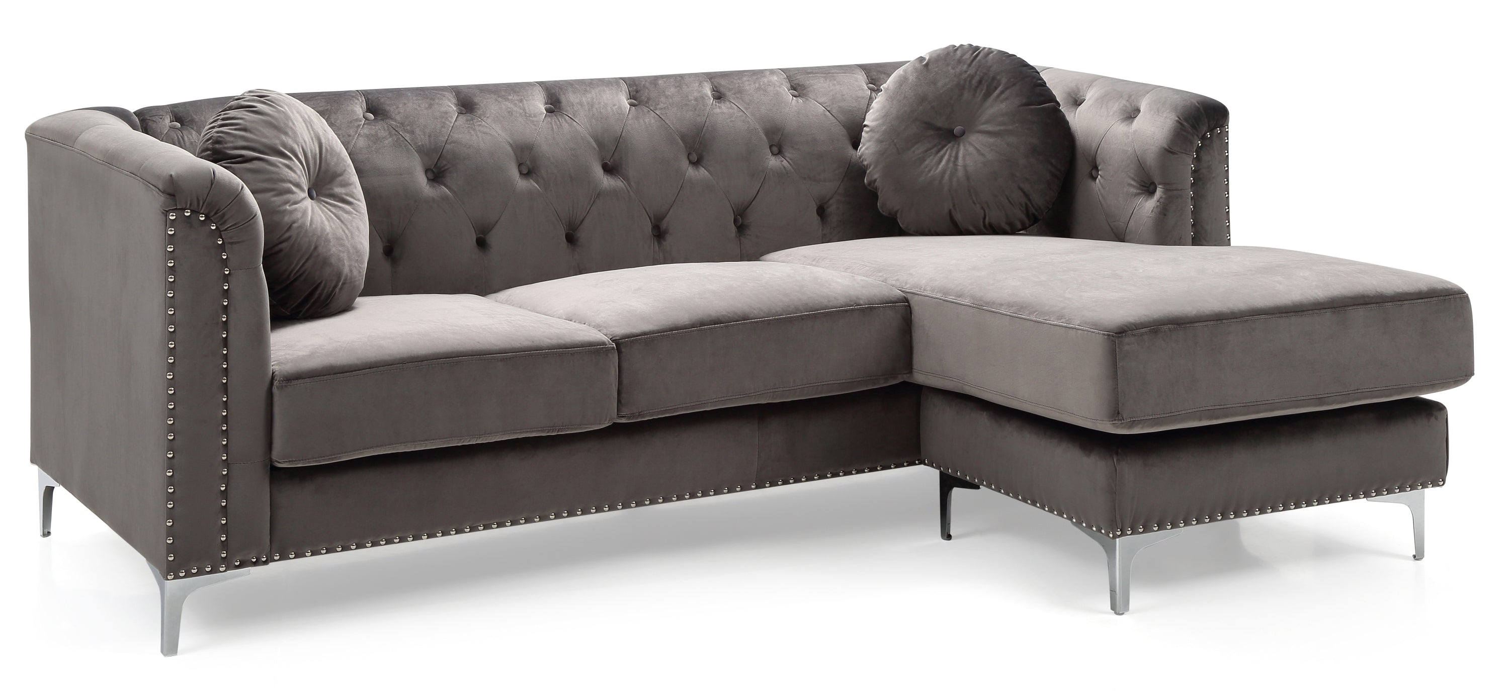 Glory Furniture Pompano G782B-SC Sofa Chaise ( 3 Boxes ) , DARK GRAY