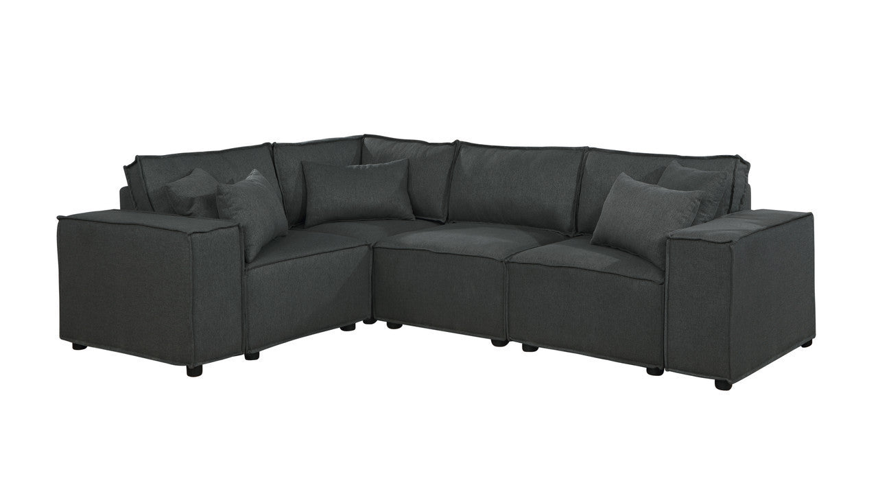 Melrose Modular Sectional Sofa with Ottoman in Dark Gray Linen