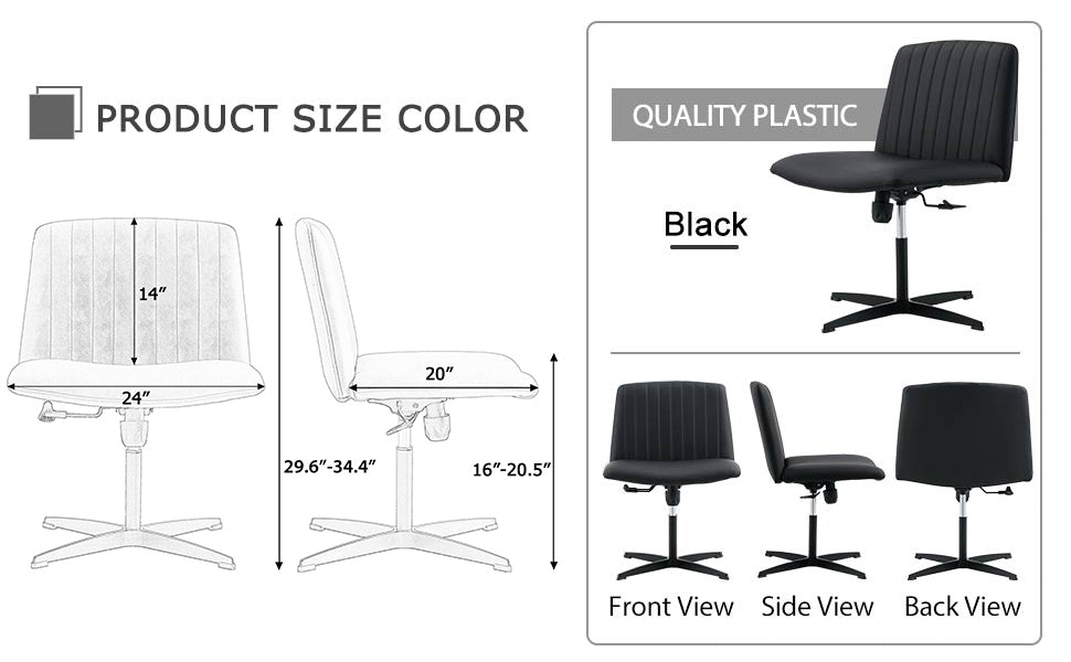 Black High Grade Pu Material. Home Computer Chair Office Chair Adjustable 360 ° Swivel Cushion Chair With Black Foot Swivel Chair Makeup Chair Study Desk Chair. No WheelsW115167391