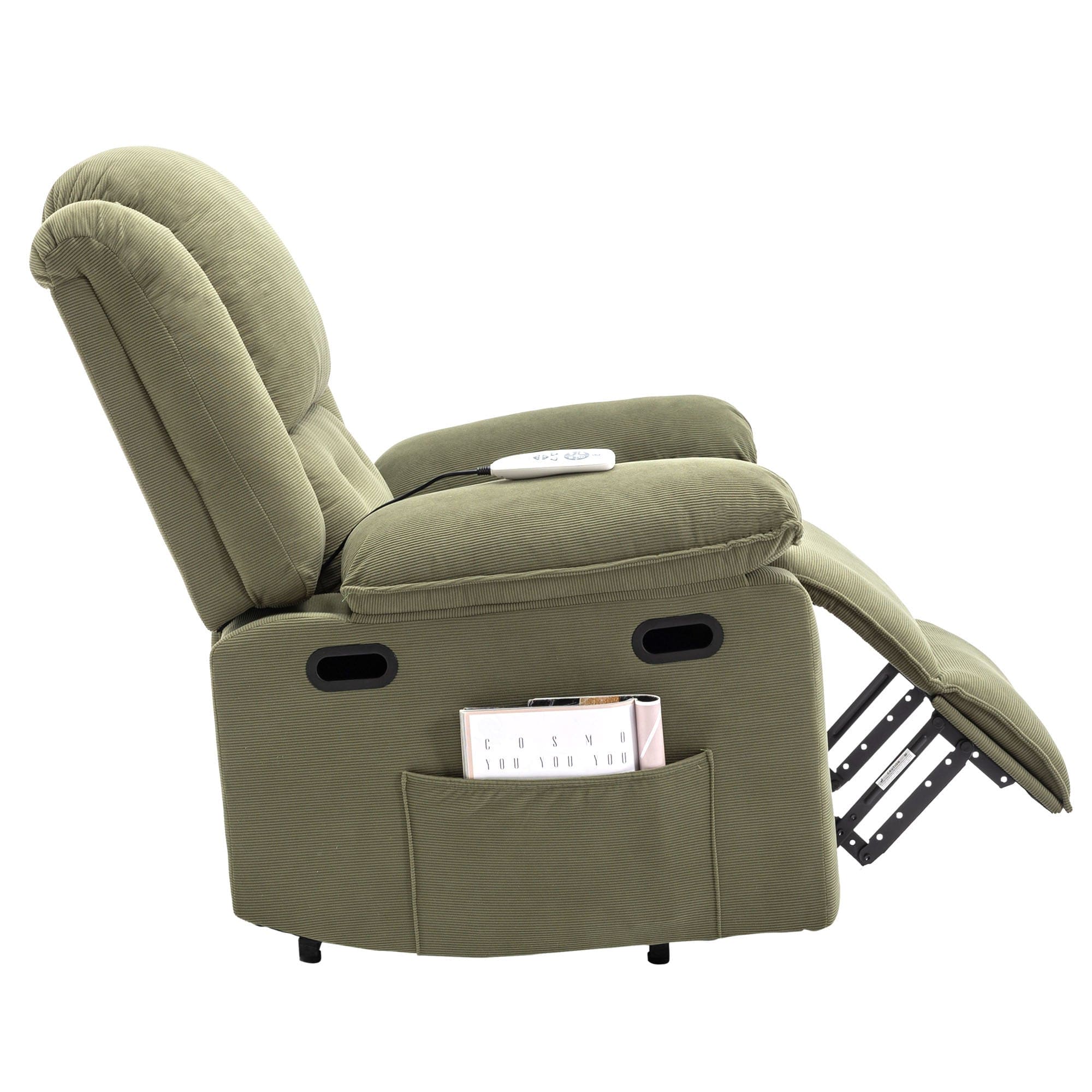 Massage Recliner,Power Lift Chair for Elderly with Adjustable Massage and Heating Function,Recliner Chair with Infinite Position and Side Pocket for Living Room ,Green