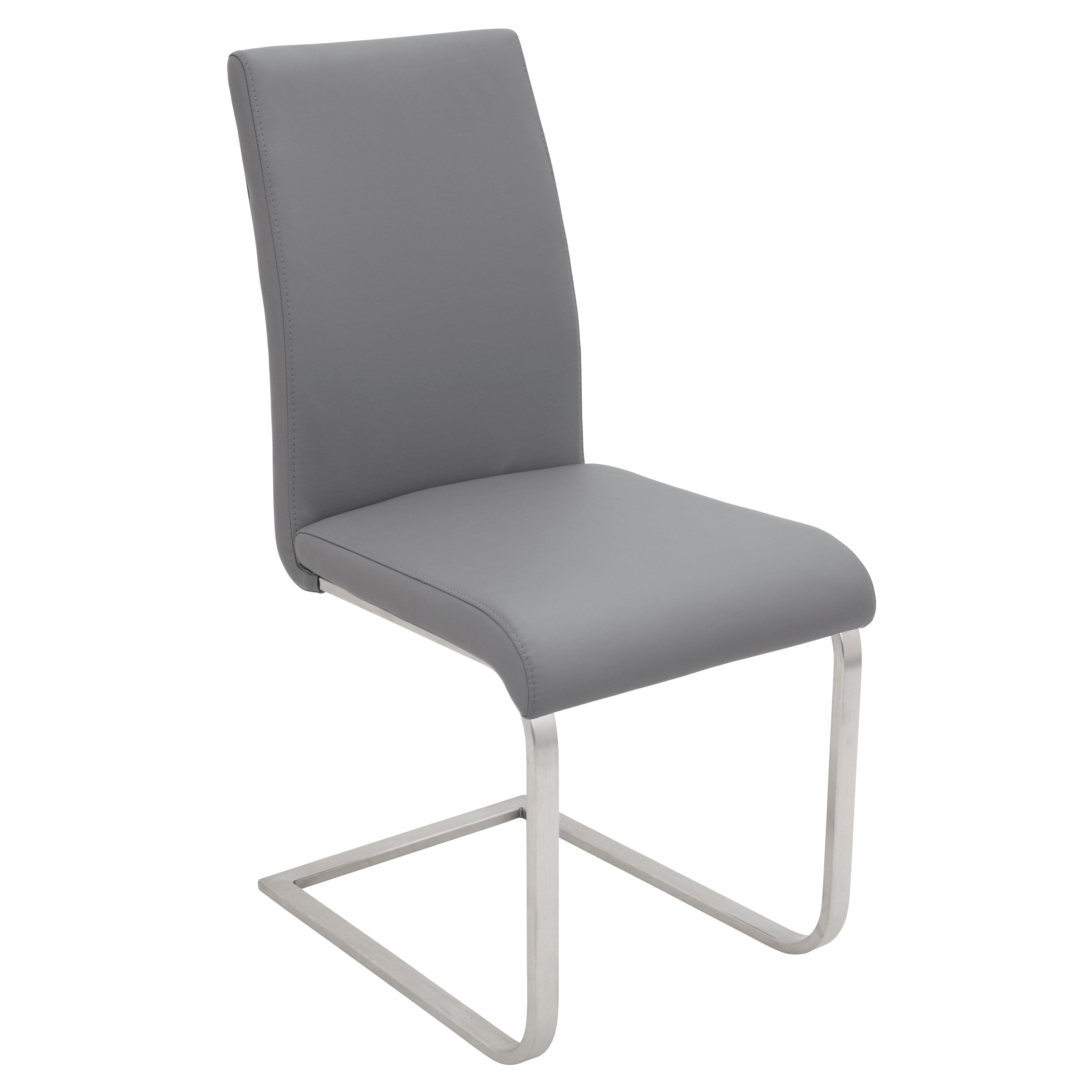 Foster Contemporary Dining Chair in Grey Faux Leather by LumiSource - Set of 2