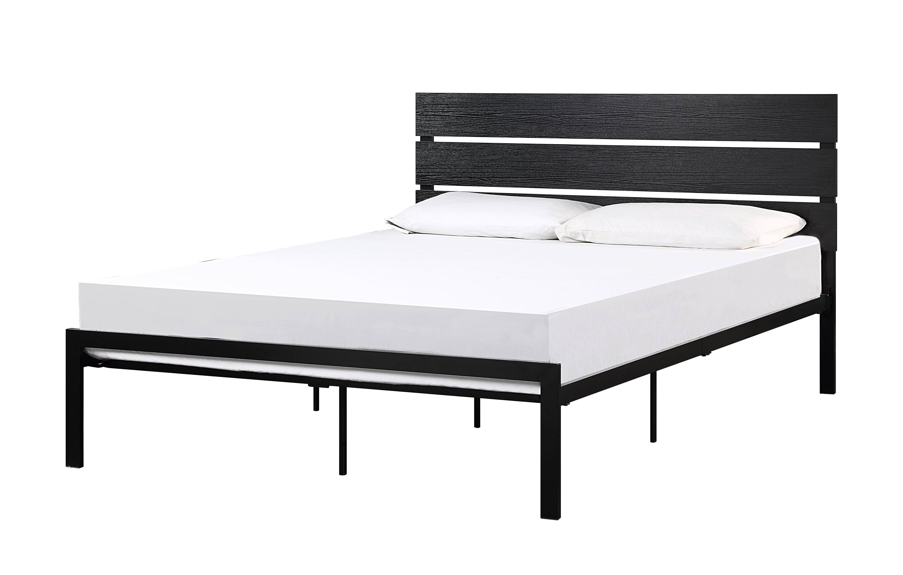 Black Metal Frame Queen Size Bed 1pc