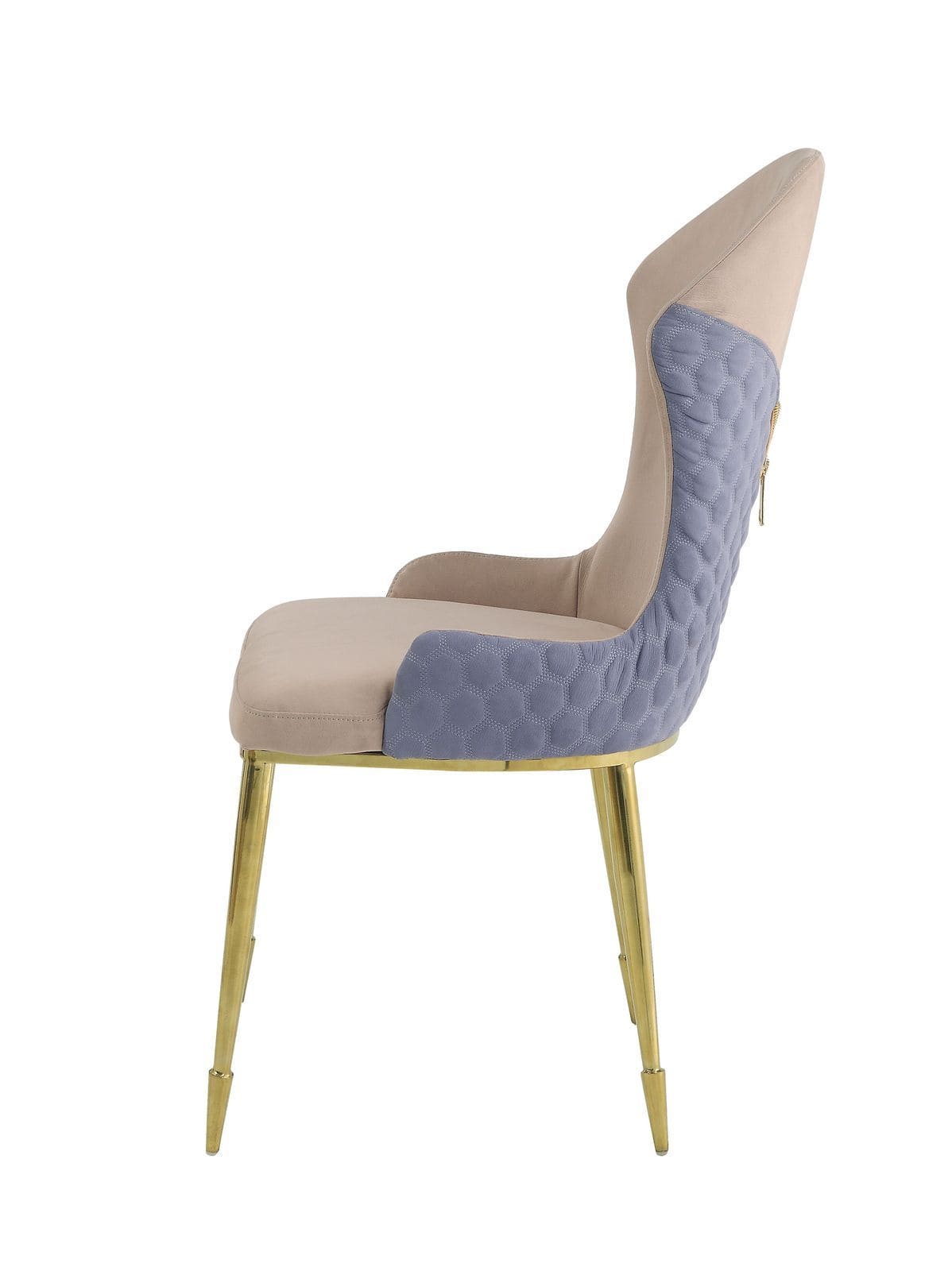 ACME Caolan Side Chair (Set-2), Tan, Lavender Fabric & Gold  72469