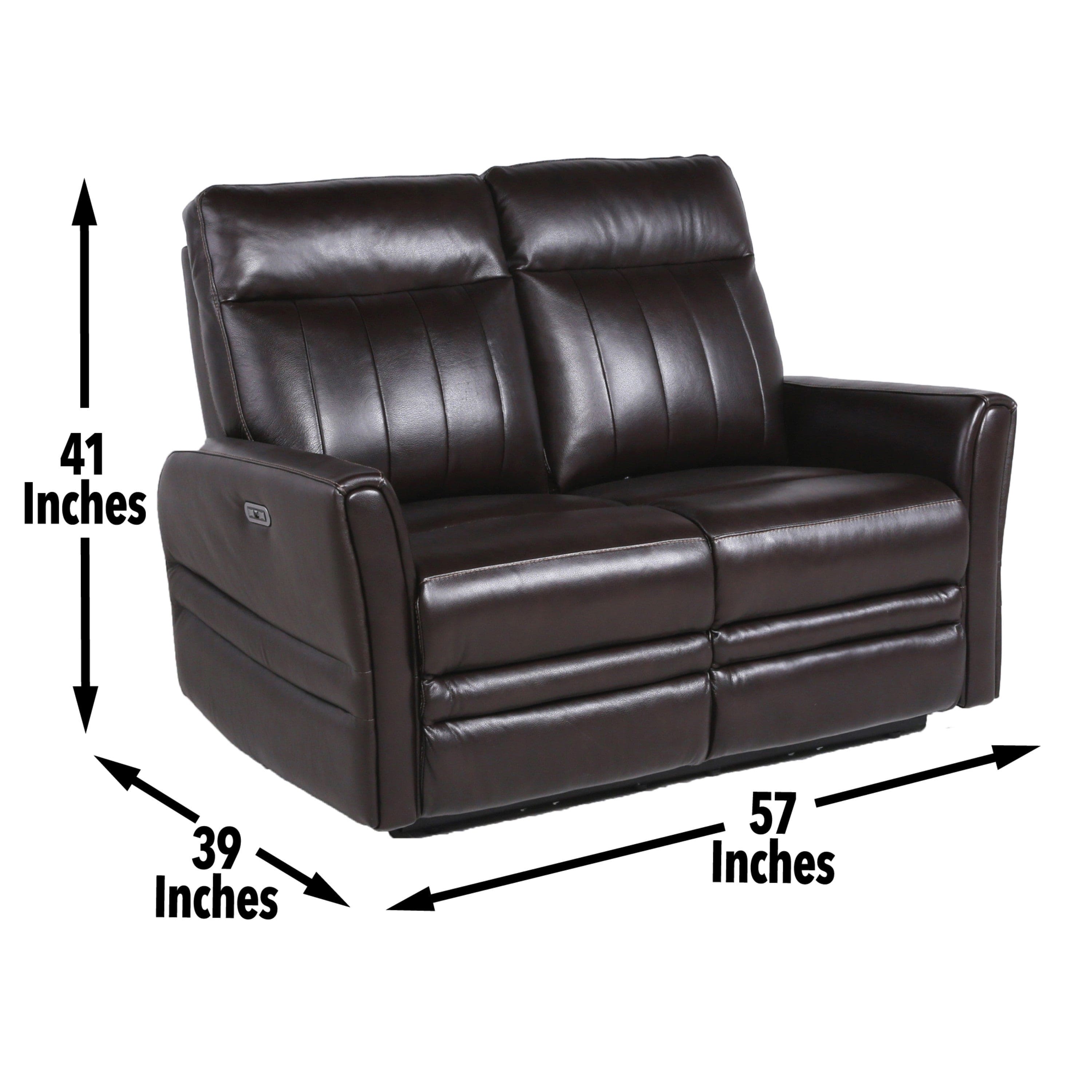 Sophisticated Motion Loveseat - Top-Grain Leather, Power Leg Rest, Power Articulating Headrest - Vertical Channel-Back, Beveled Leg Rest