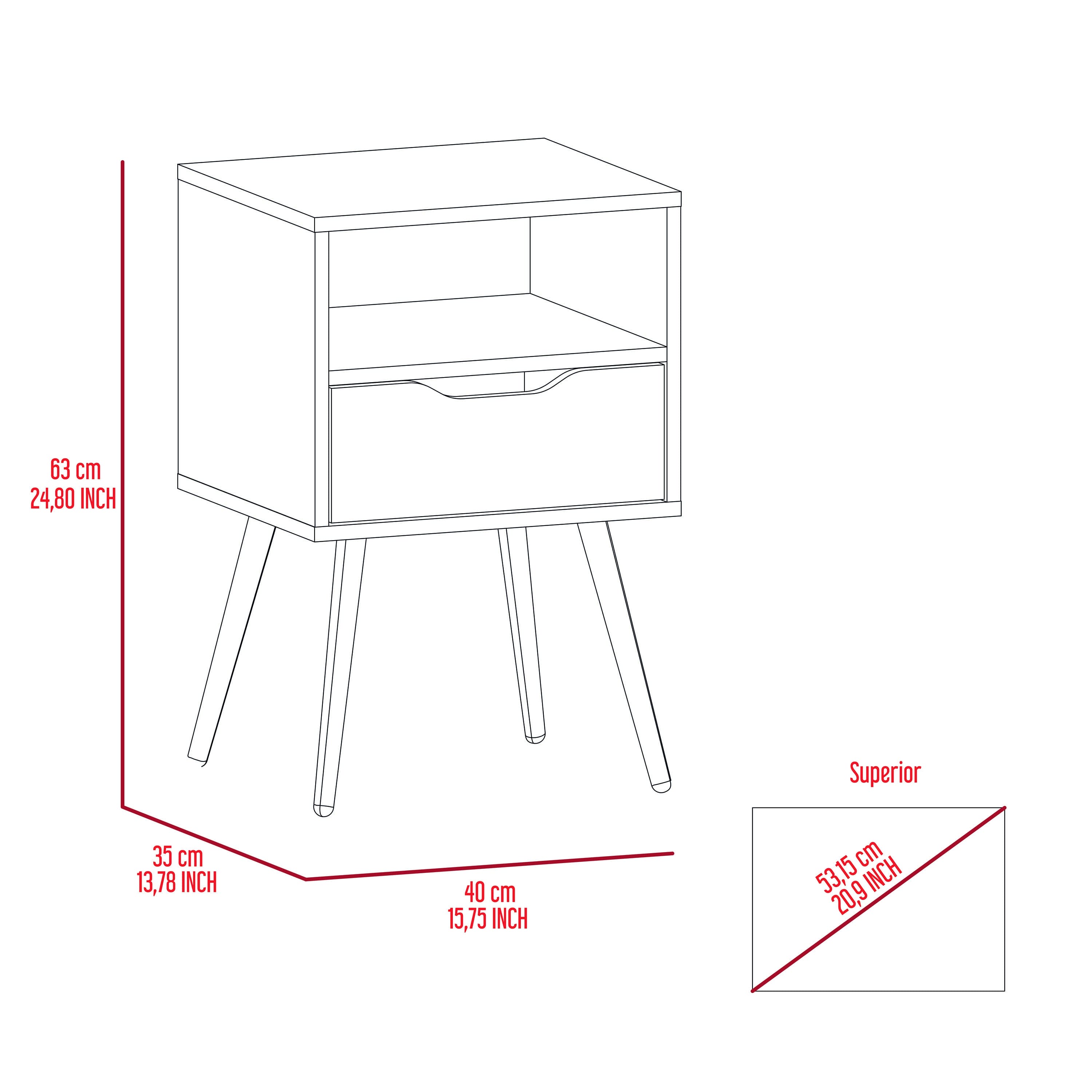 Haverson 1-Drawer 1-Shelf Nightstand Smokey Oak and White