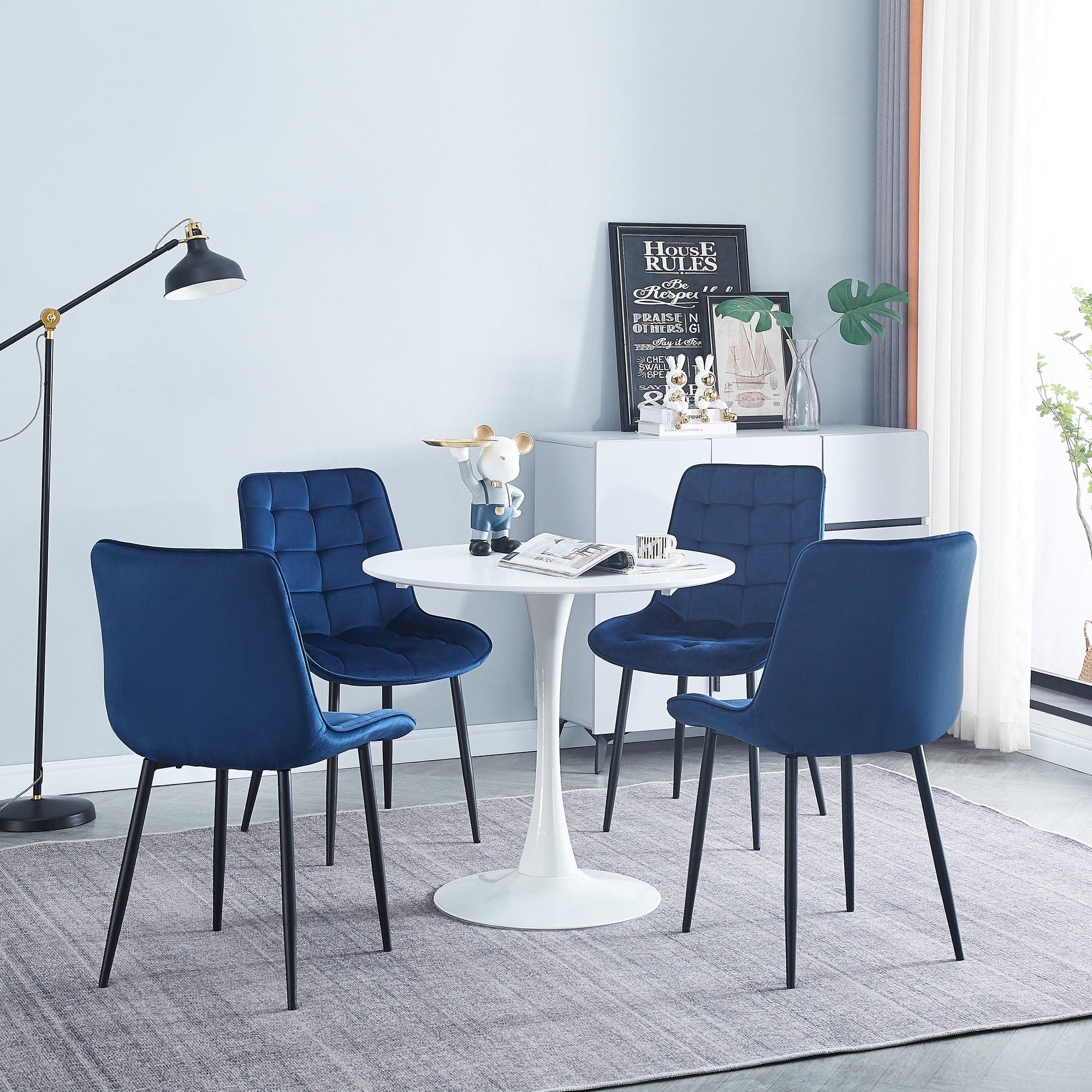 Dining Chair 2PCS（BLUE），Modern style，New technology，Suitable for restaurants, cafes, taverns, offices, living rooms, reception rooms.Simple structure, easy installation.