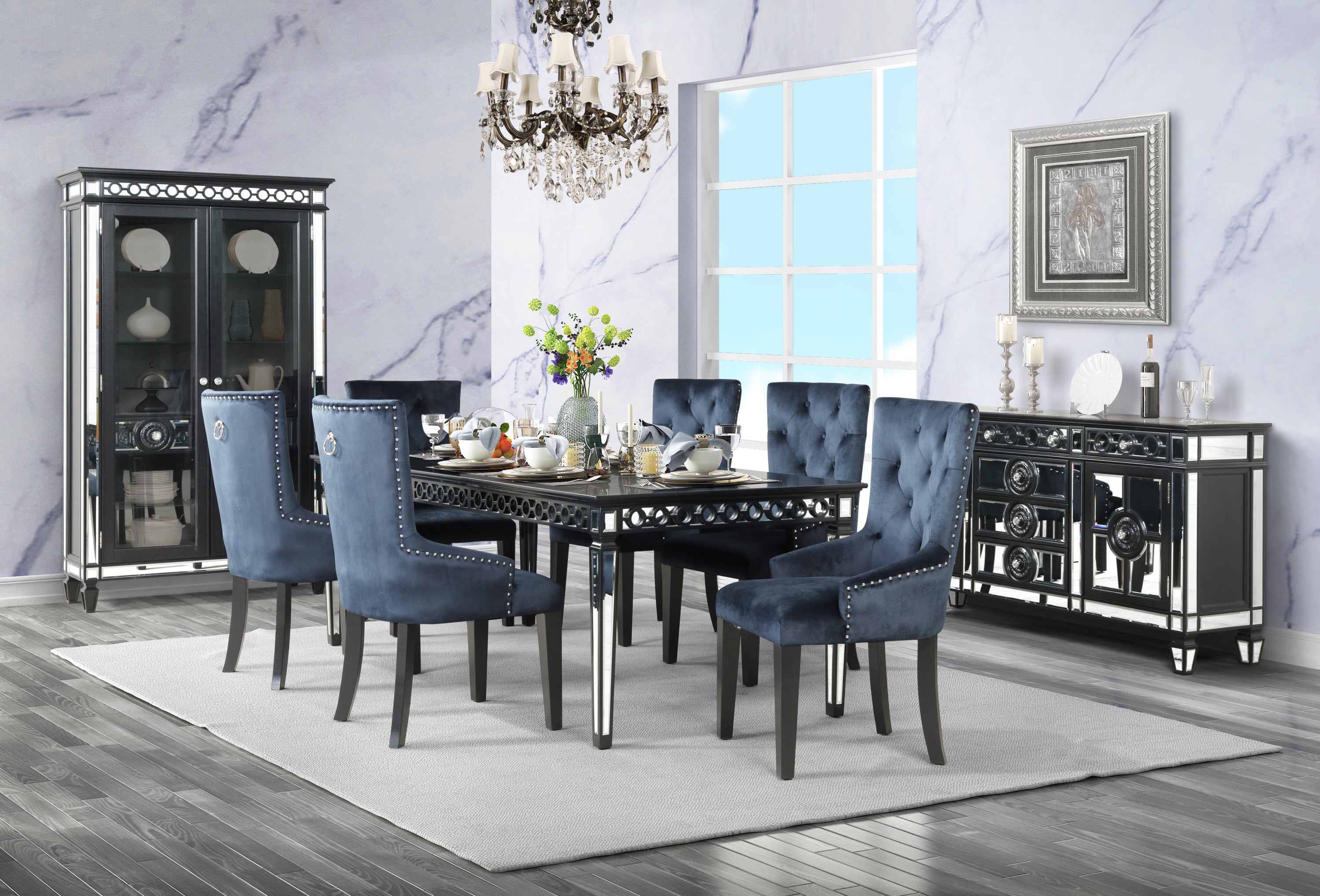 ACME Varian II Dining Table in BLACK & Sliver FINISH DN00590