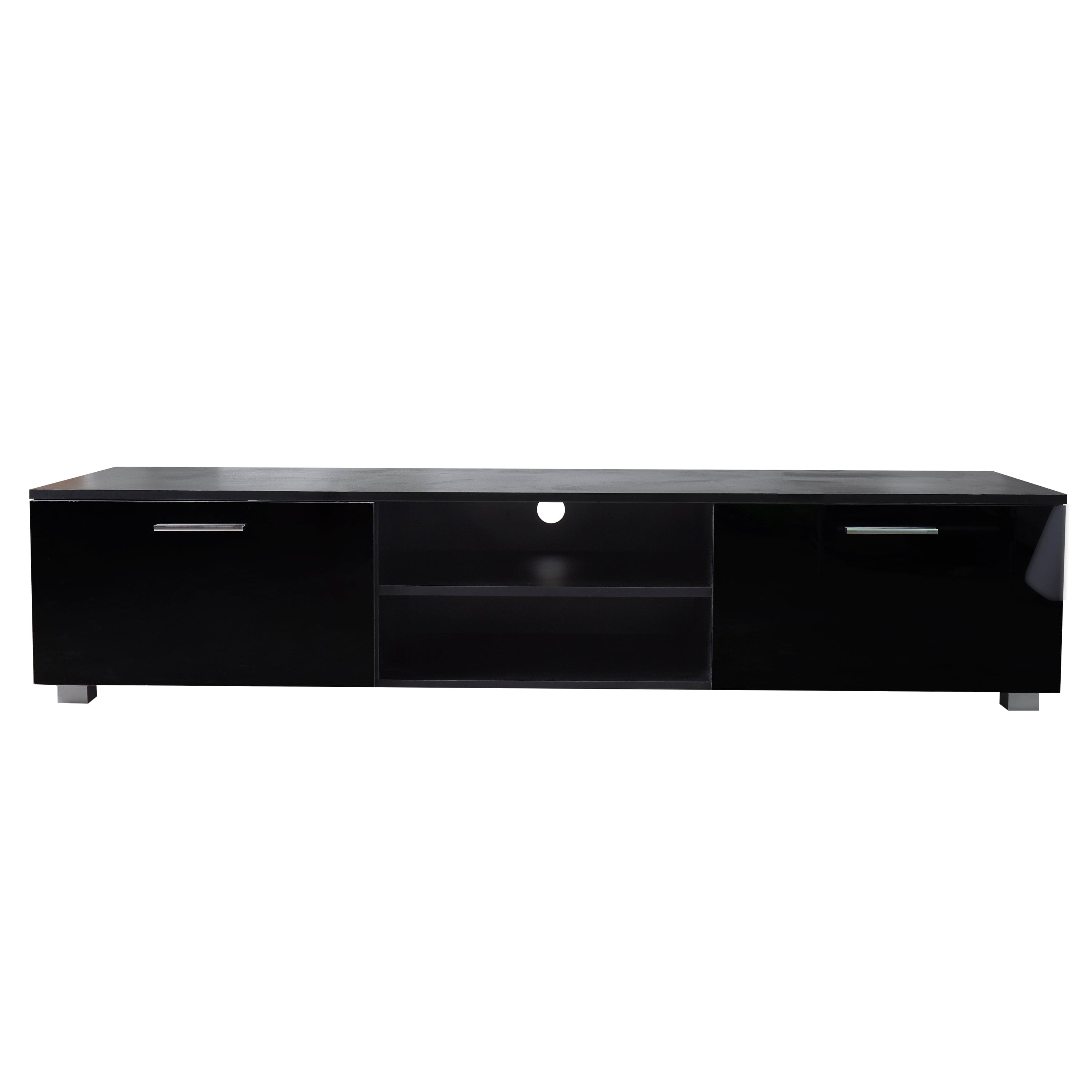 Black TV Stand for 70 Inch TV Stands, Media Console Entertainment Center Television Table, 2 Storage Cabinet with Open Shelves for Living Room Bedroom