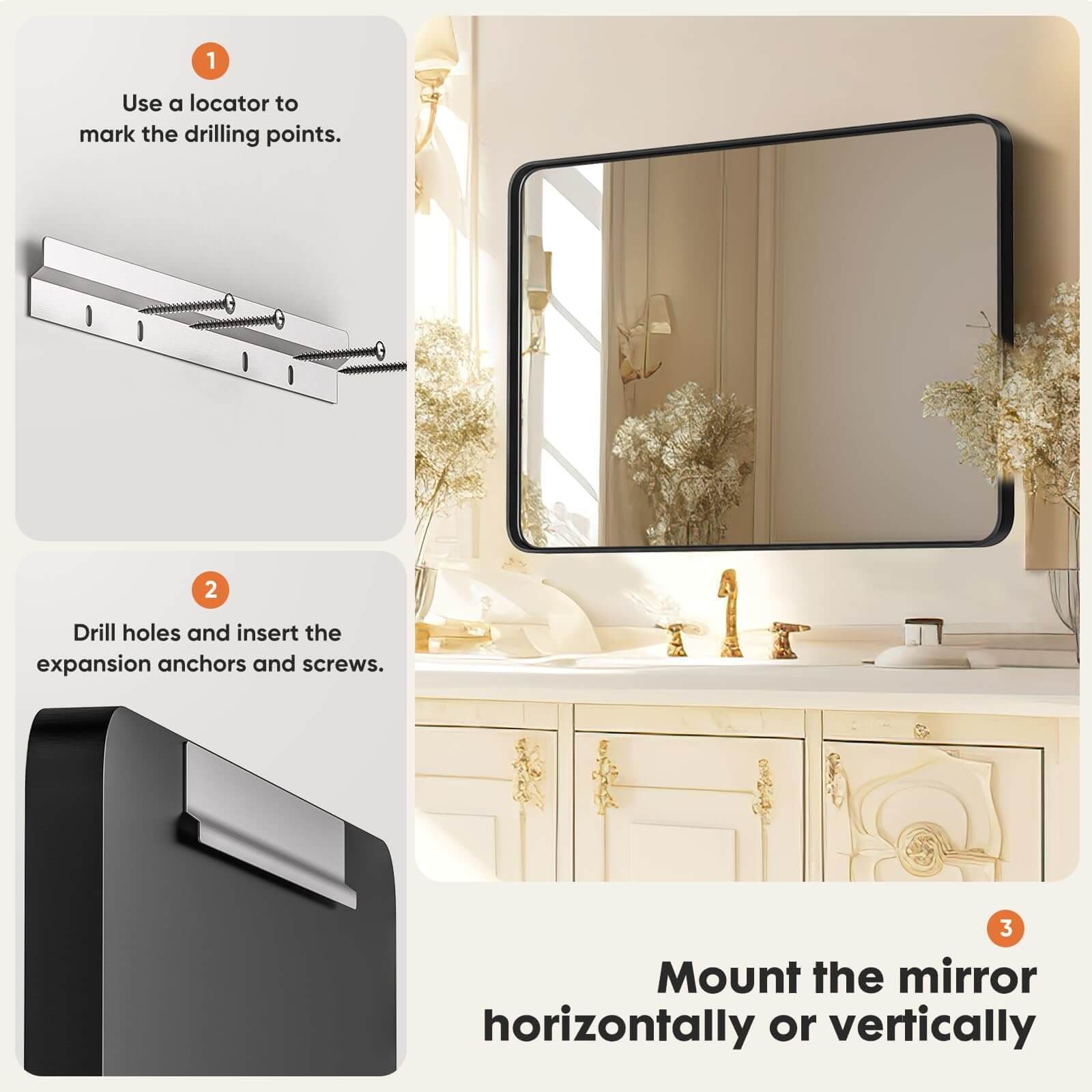 Bathroom Mirror Vanity Mirror for Wall,Aluminum Alloy Framed Wall Mirror Farmhouse,40"×30"