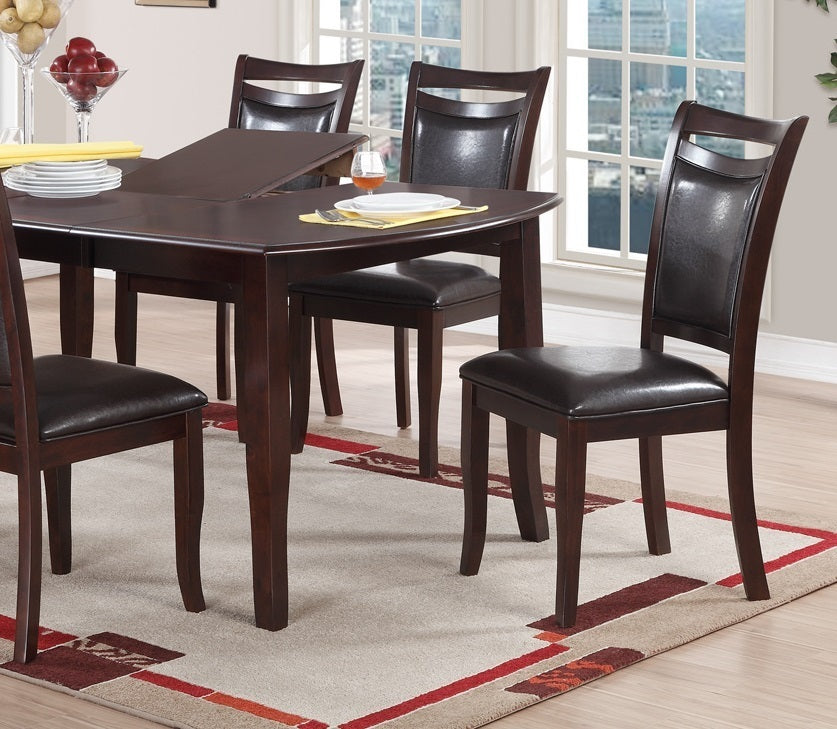 Dining Room Furniture Dark Brown Dining Table w Butterfly Leaf 6x Side Chairs Wooden Top 7pc Set Rectangular Table Contemporary