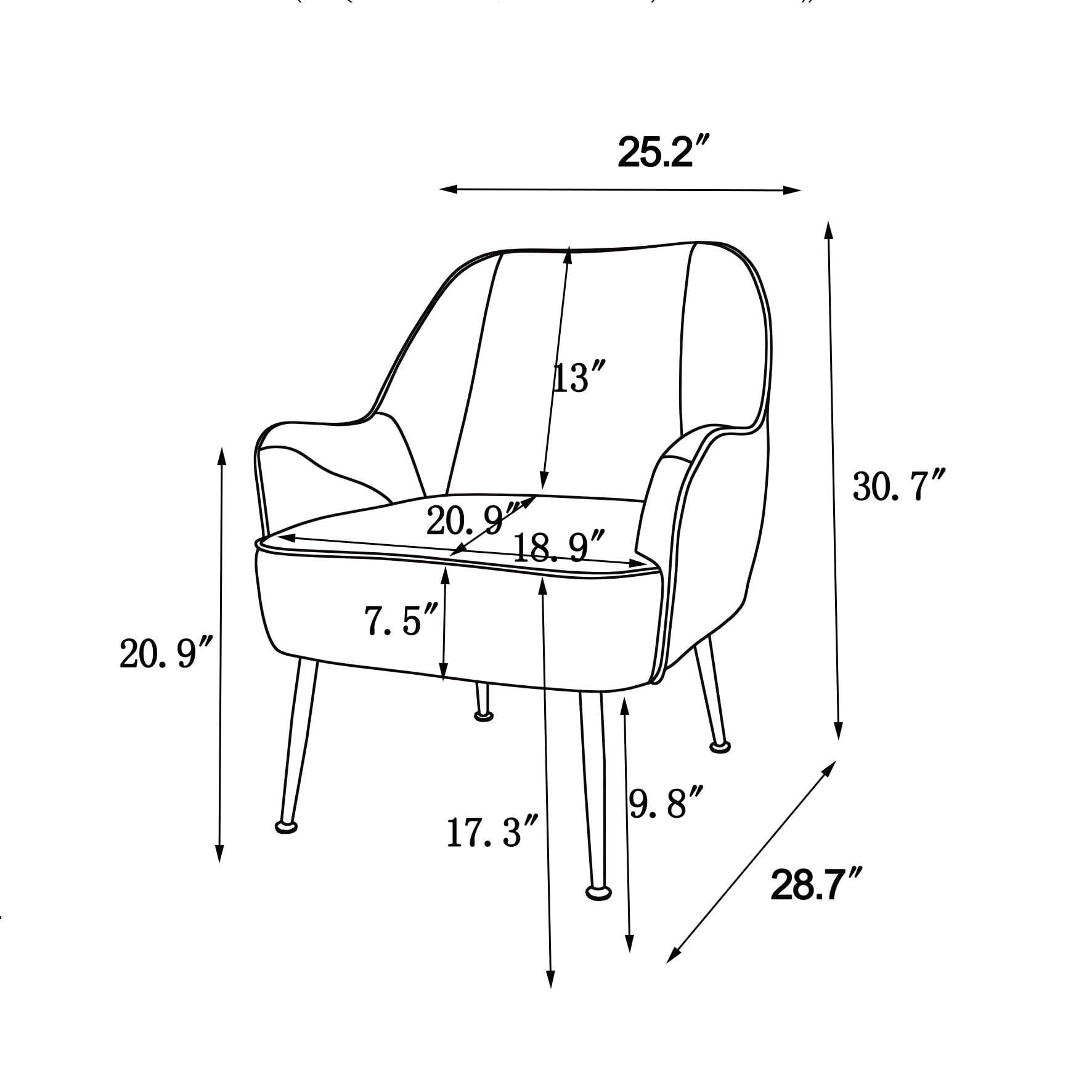 Modern Mid Century Chair velvet  Sherpa Armchair for Living Room Bedroom Office Easy Assemble(NAVY)