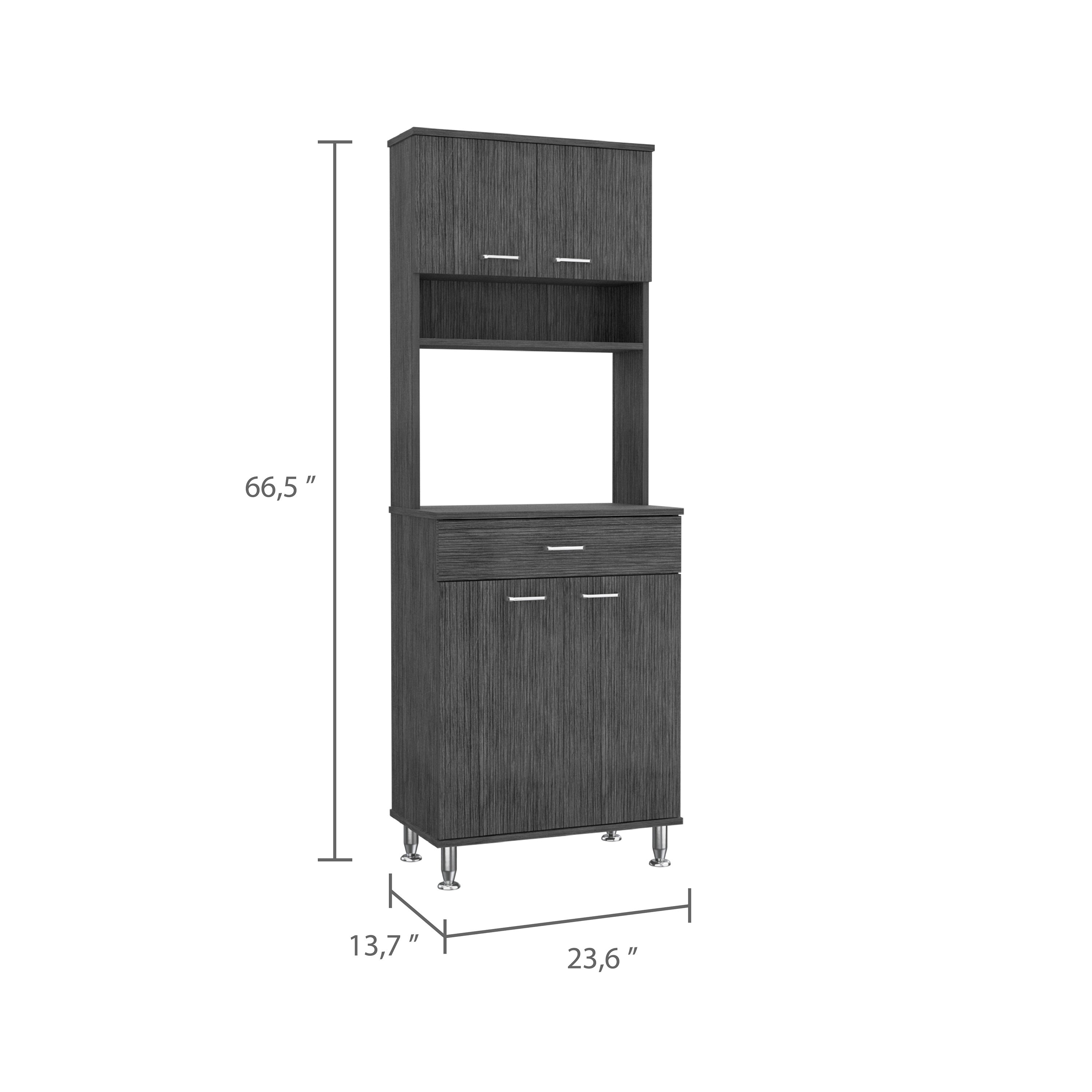 Pantry Piacenza,Two Double Door Cabinet, Smokey Oak Finish