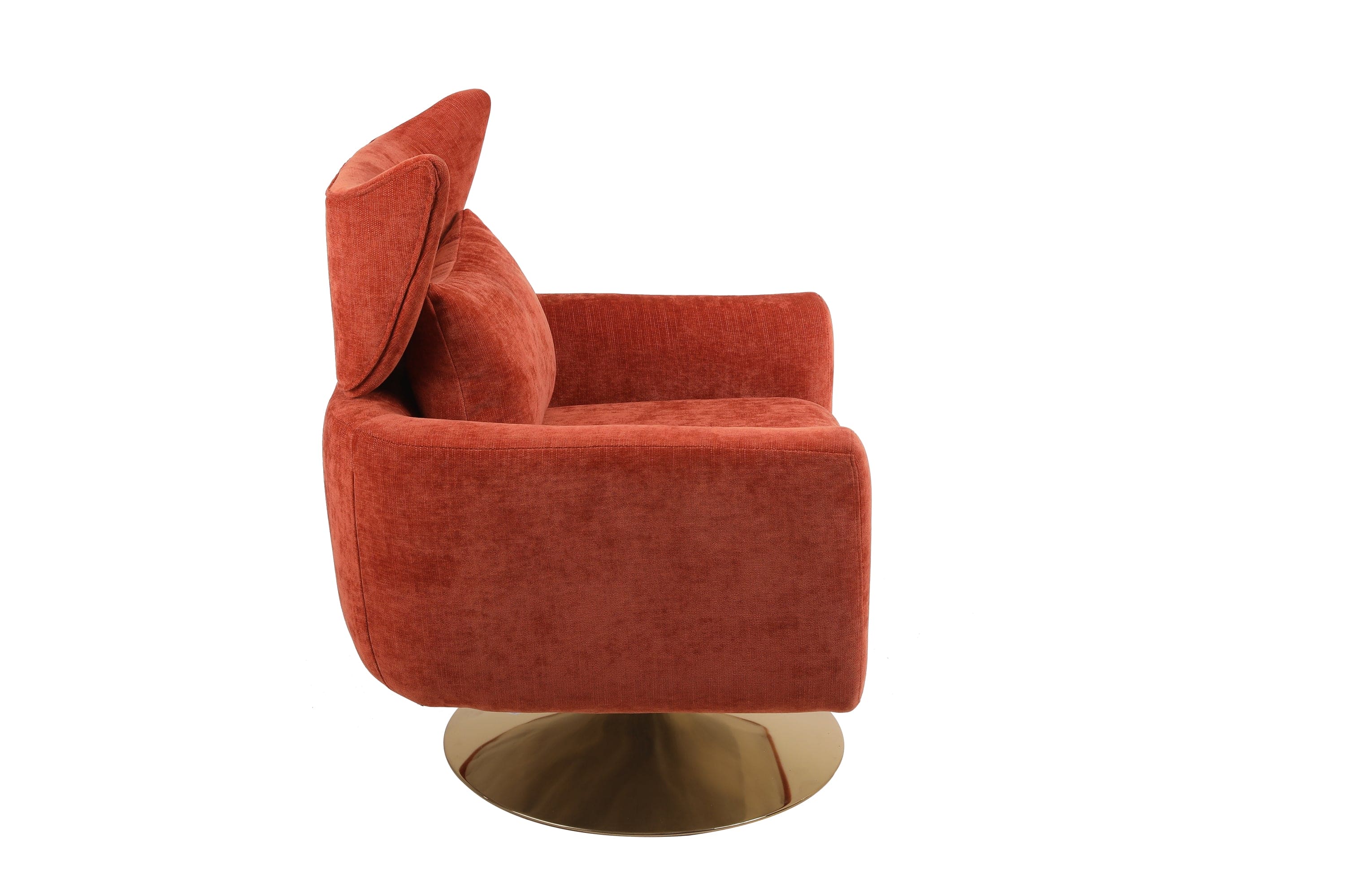 Classic Mid-Century 360-degree Swivel  Accent Chair, Orange Linen