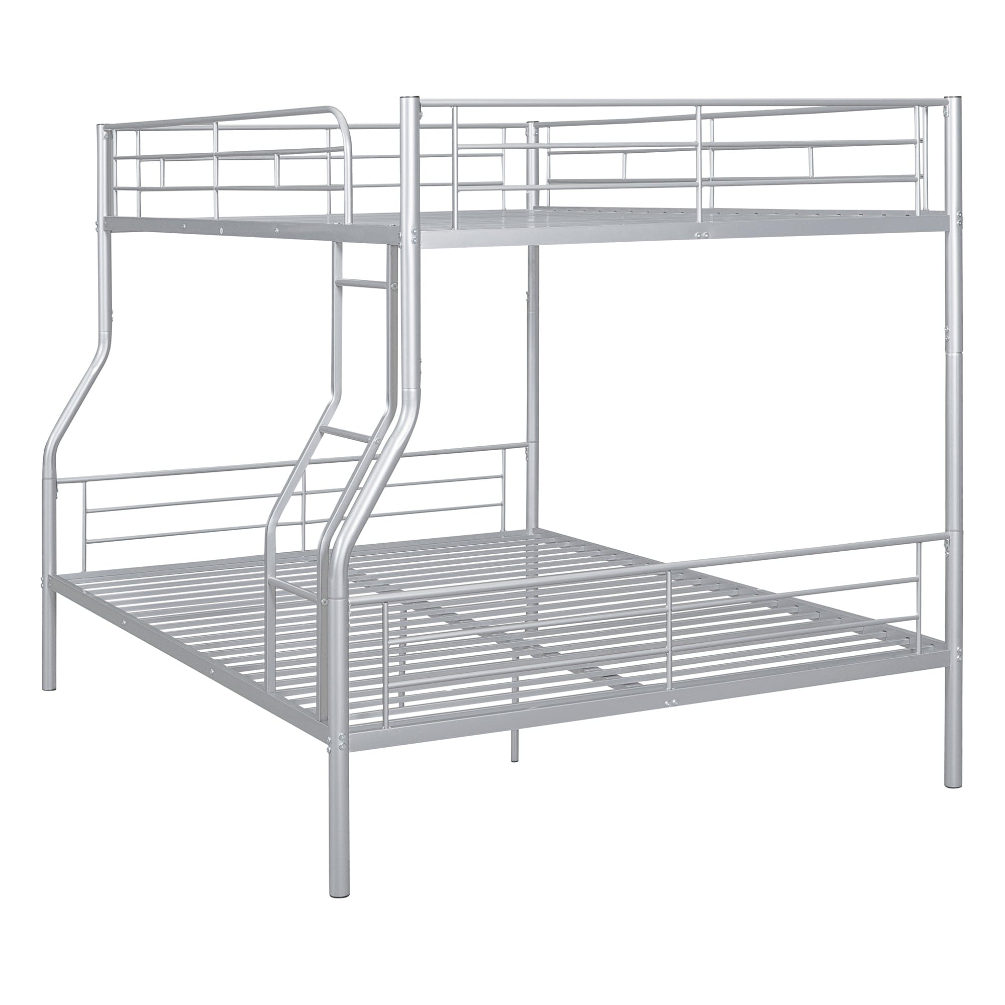 Full XL Over Queen Metal Bunk Bed, Sliver