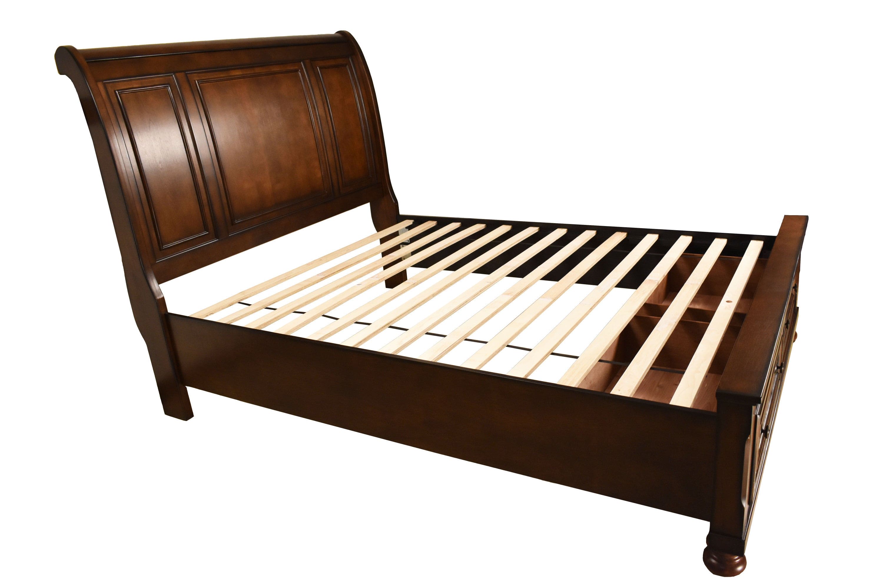 Baltimore Queen Storage Platform Bed Made with Wood in Dark Walnut