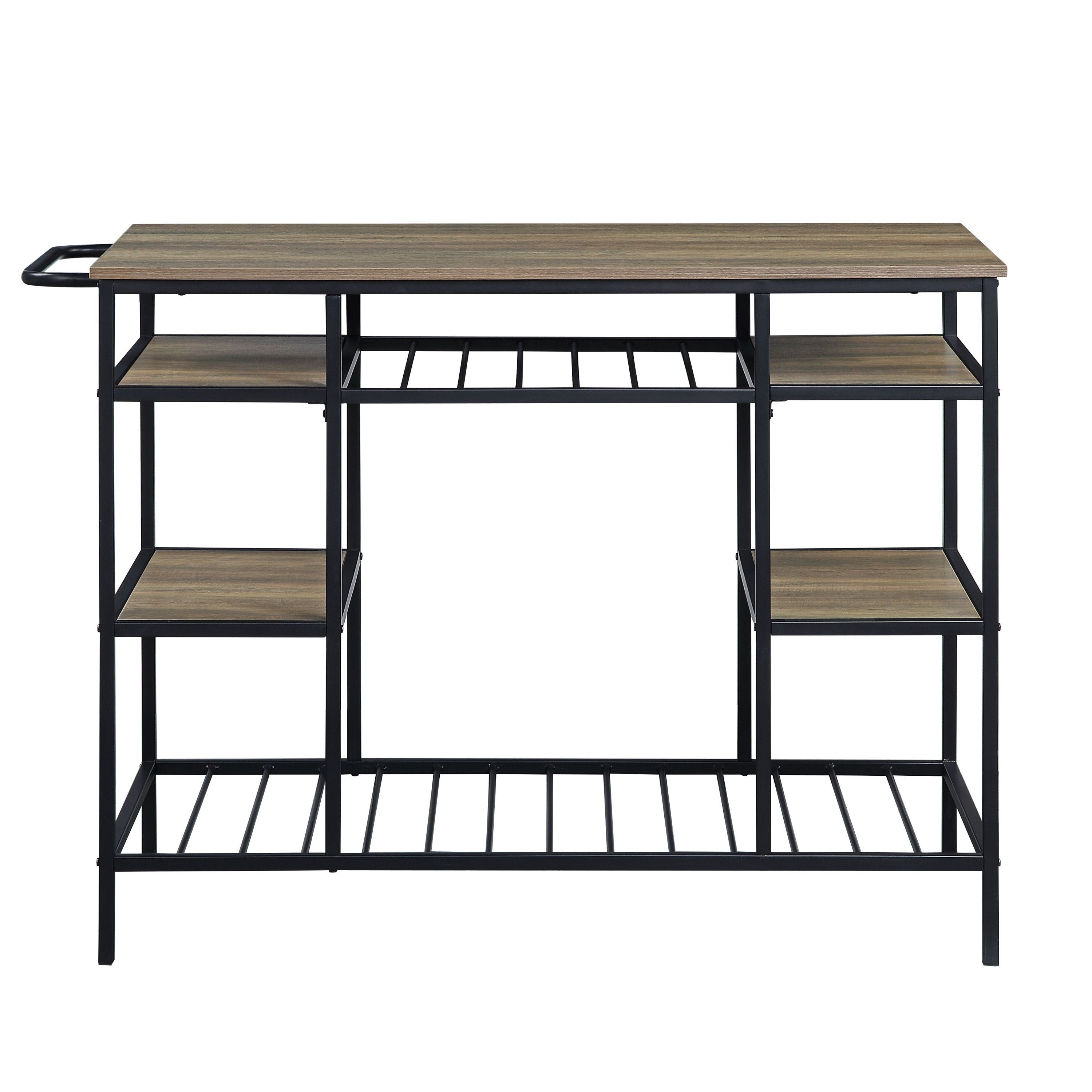 ACME Lona Kitchen Island, Rustic Oak & Black Finish AC00325