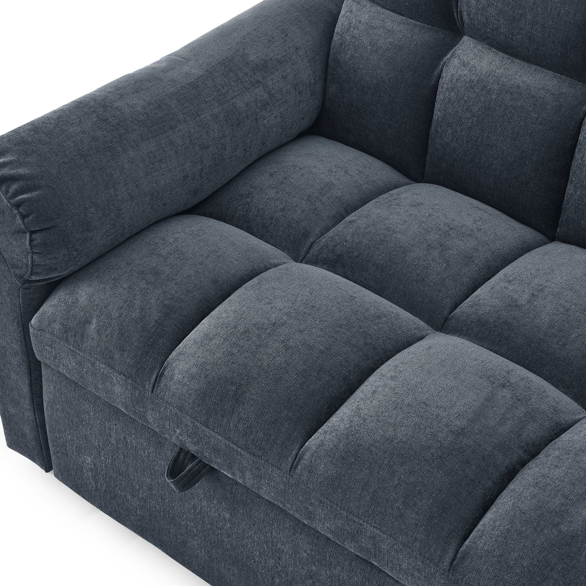 Loveseats Sofa Bed with Pull-out Bed,Adjsutable Back,Blue+ Grey