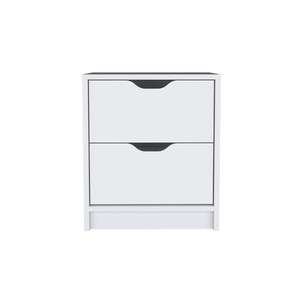 Nightstand Gandu, Two Drawers, White Finish