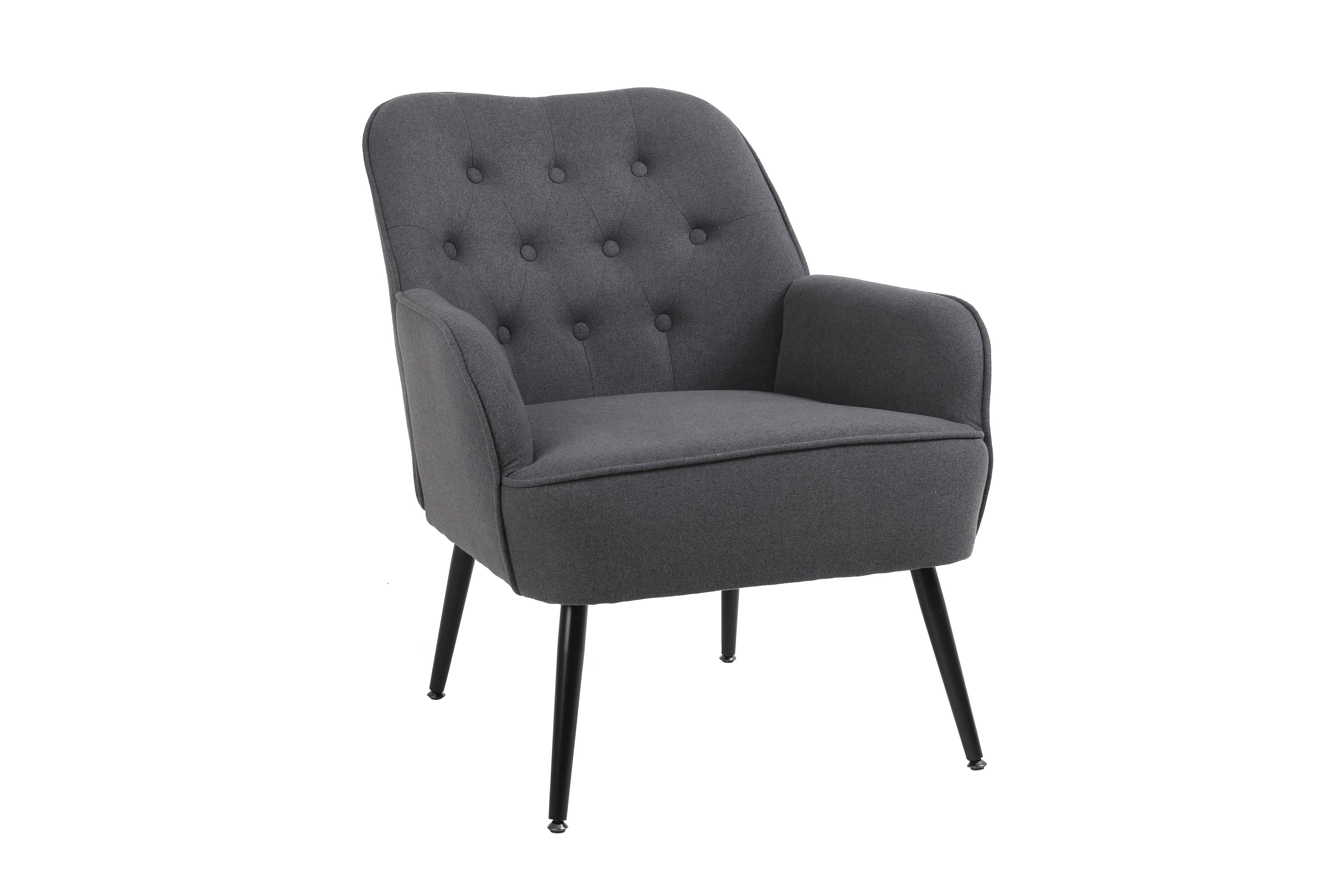 Modern Mid Century Chair velvet  Sherpa Armchair for Living Room Bedroom Office Easy Assemble(Dark Grey)