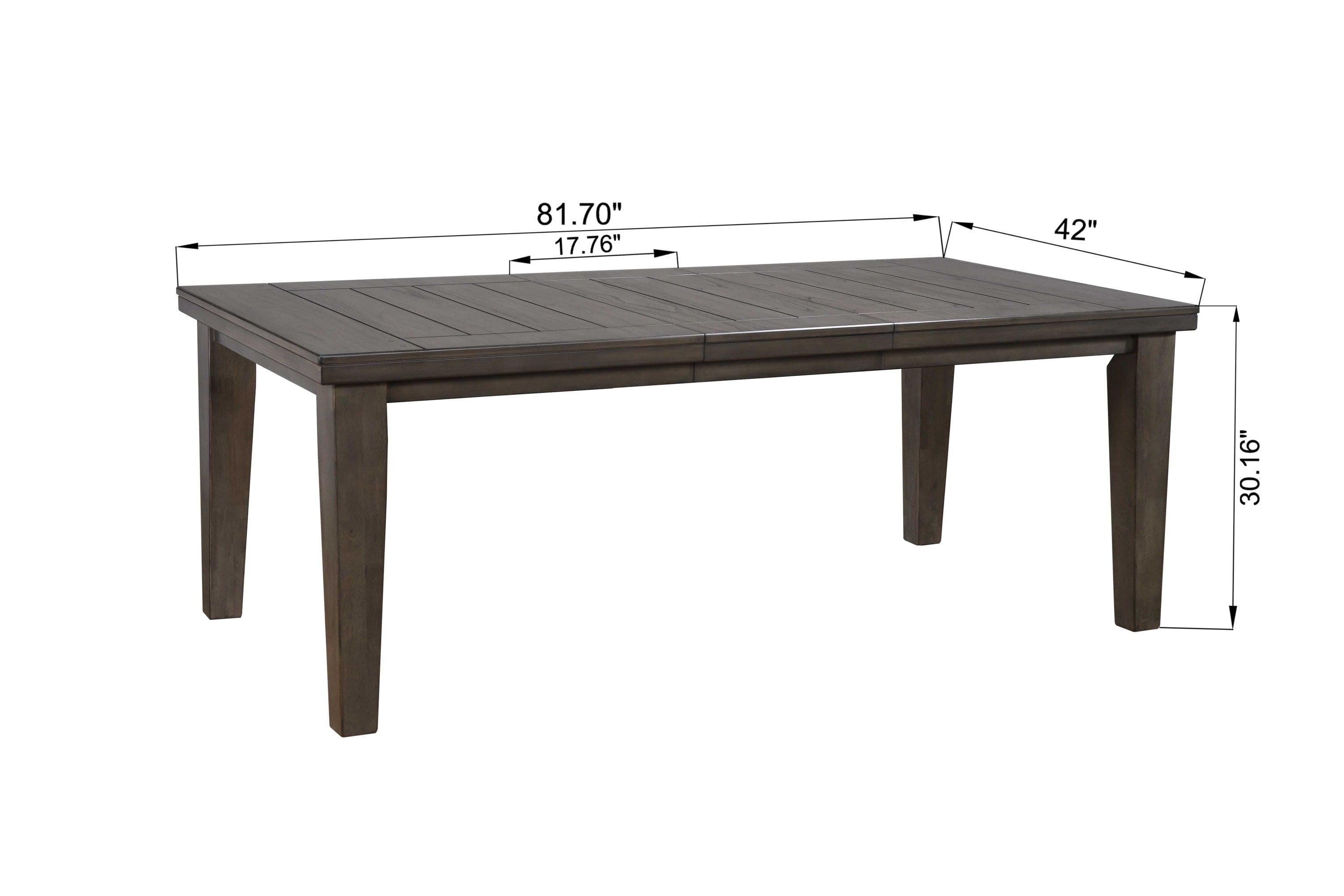 1pc Contemporary Style Dining Rectangular Table with18" Leaf Tapered Block Feet Gray Finish Dining Room Solid Wood Wooden Furniture